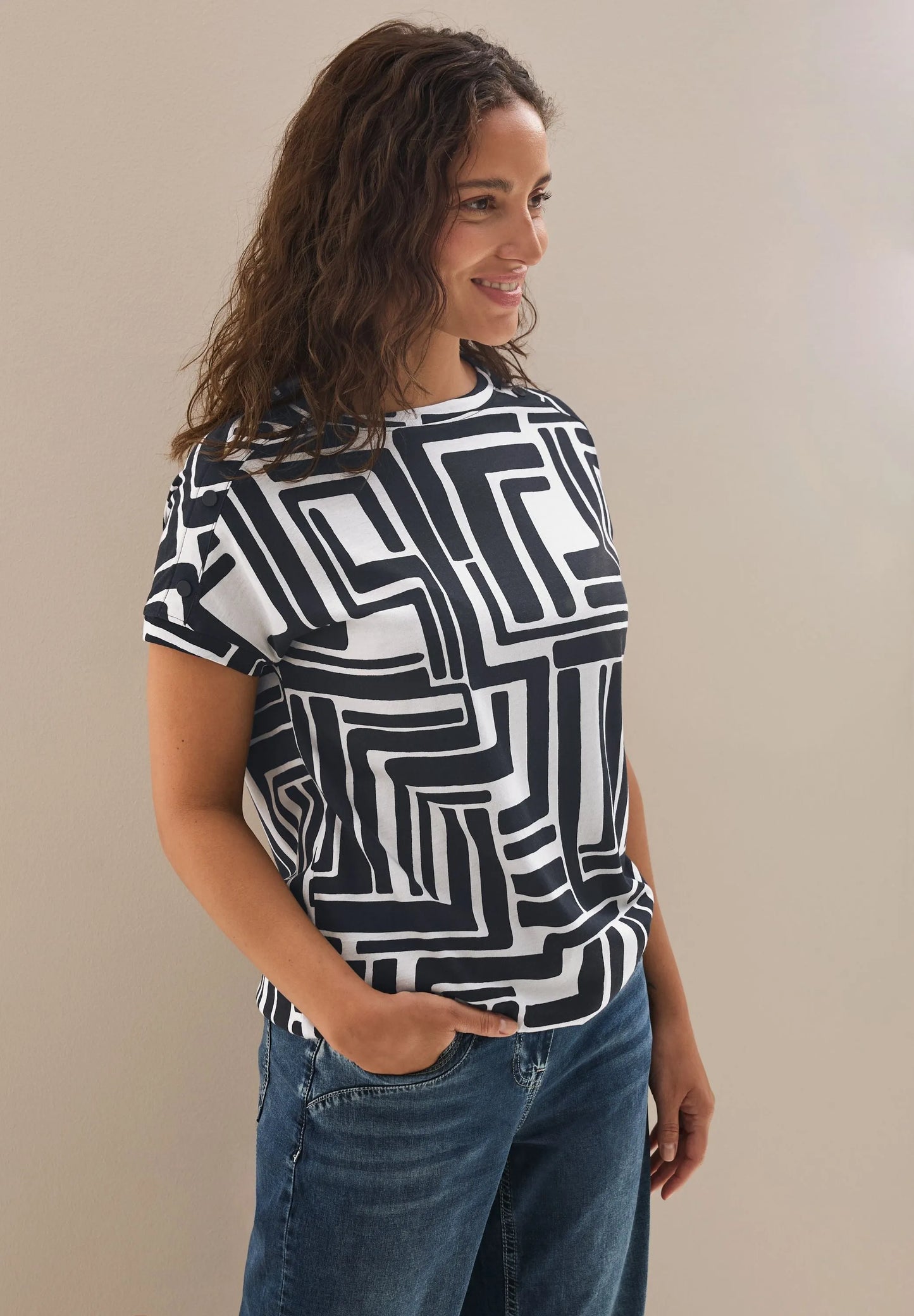 Cecil – Cecil Damen Print-Shirt mit Knopfdetail
