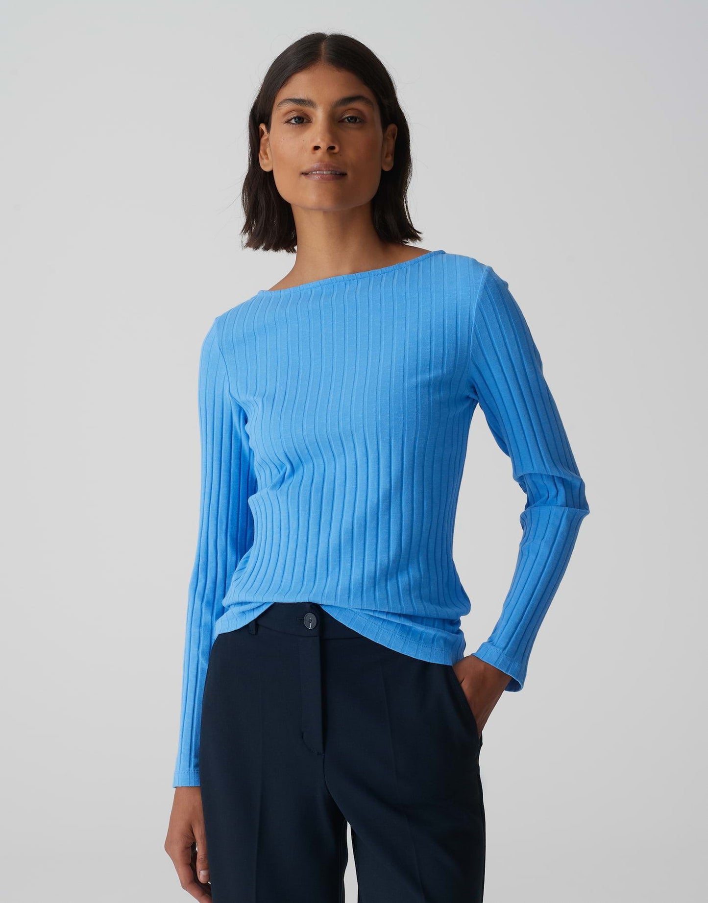 Opus Damen Langarmshirt Sovke blau