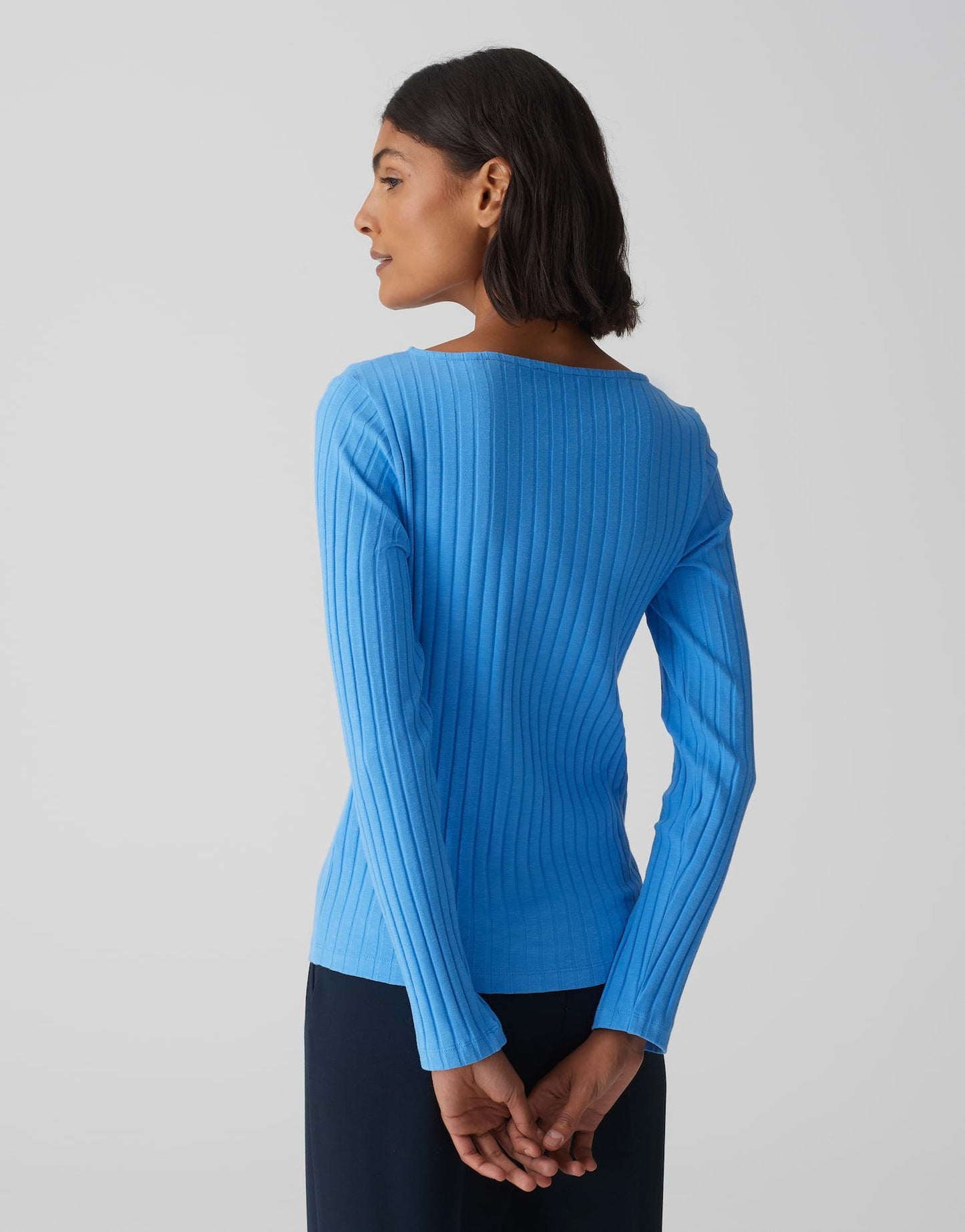 Opus Damen Langarmshirt Sovke blau