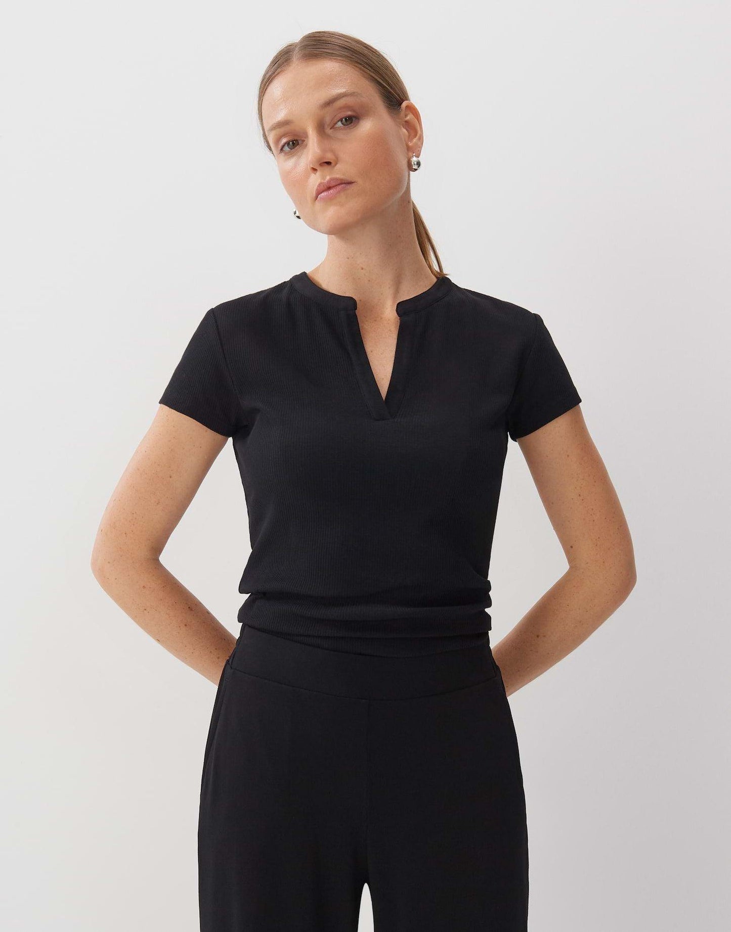 Someday Damen Shirt Kleoh Detail Schwarz schwarz