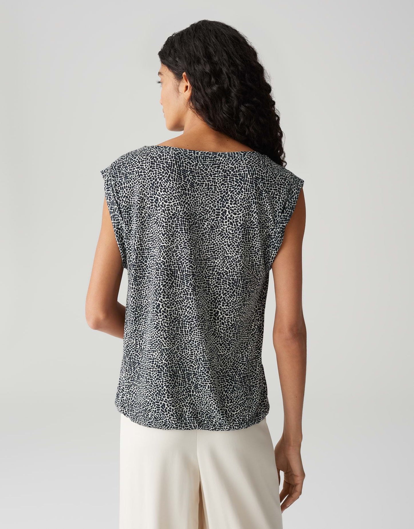 Opus Damen Kurzarmbluse Struki minimal blau