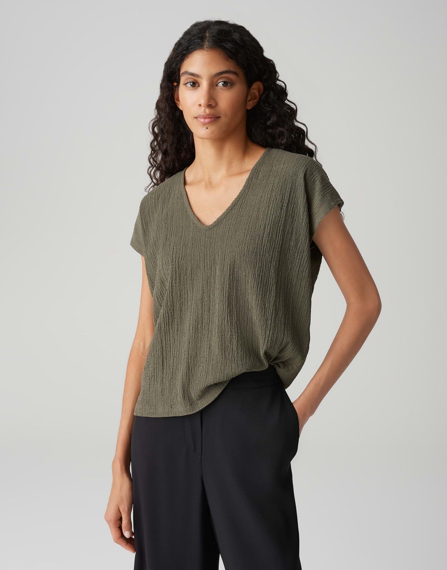 Opus Damen T-Shirt Sirukus structure grün