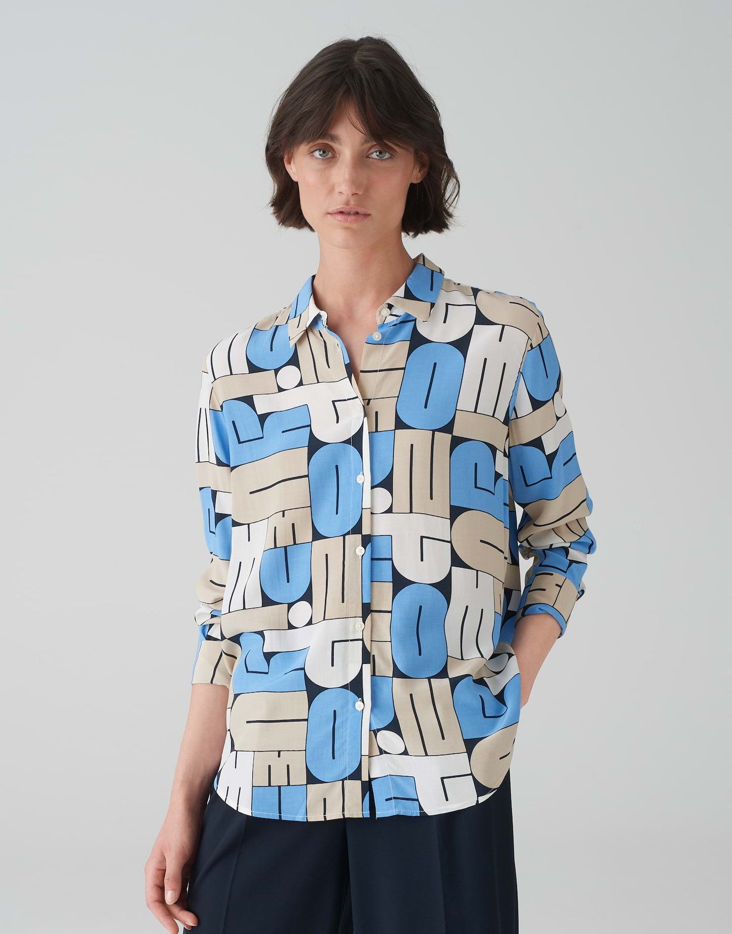 Opus Damen Bluse Fumira blau