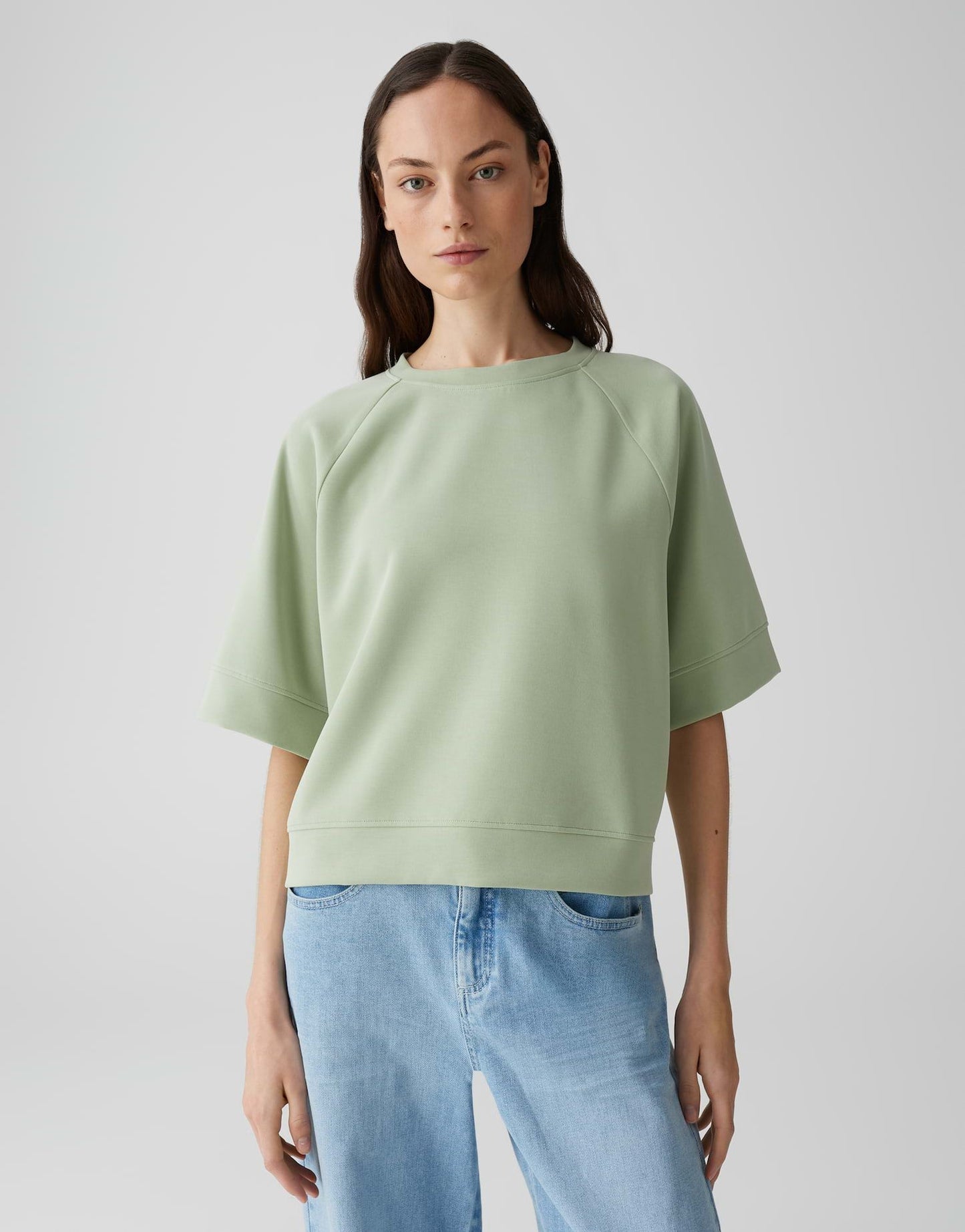 Opus Damen Sweatshirt kurzarm Ginus grün