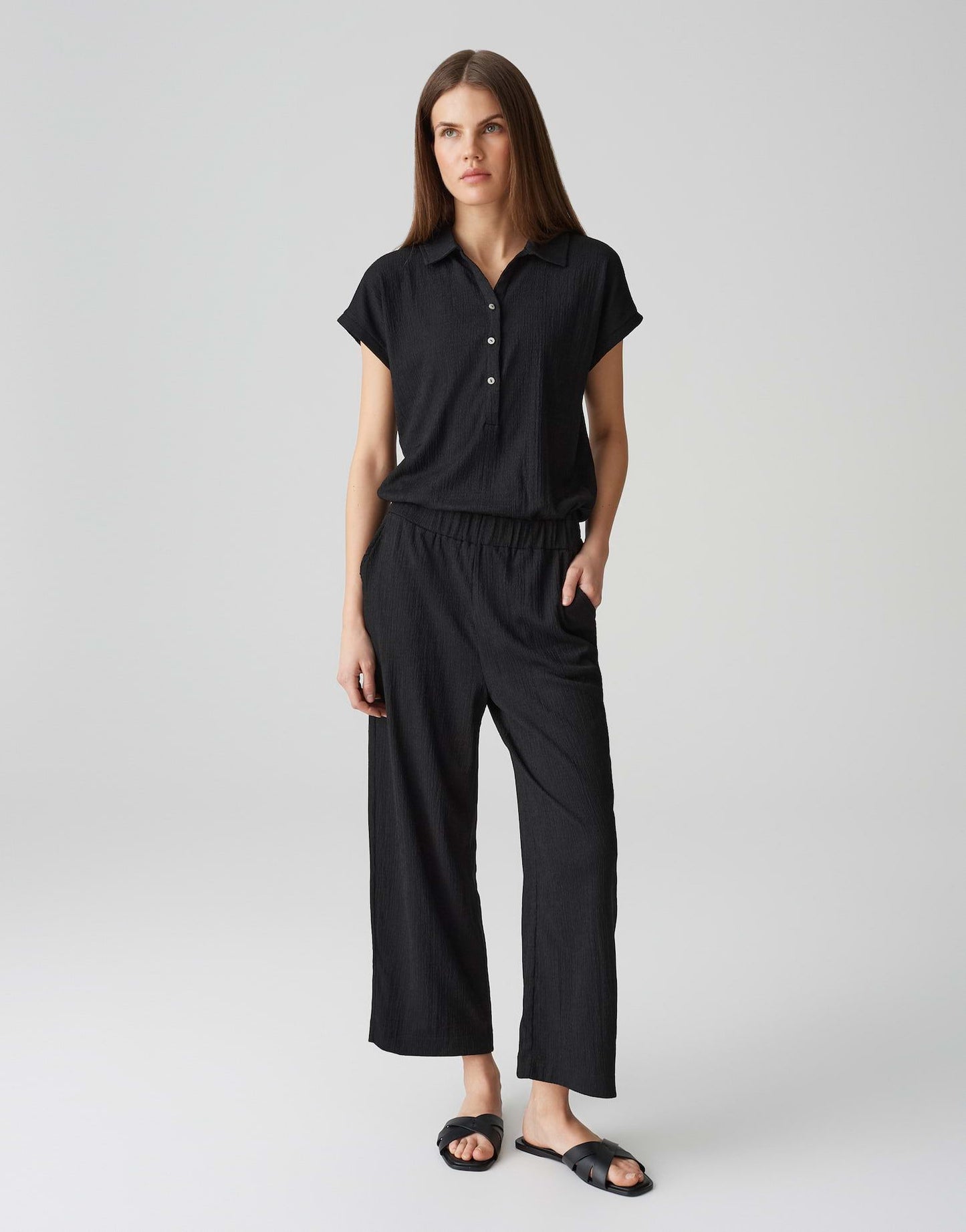 Opus Damen Jumpsuit Melti polo schwarz