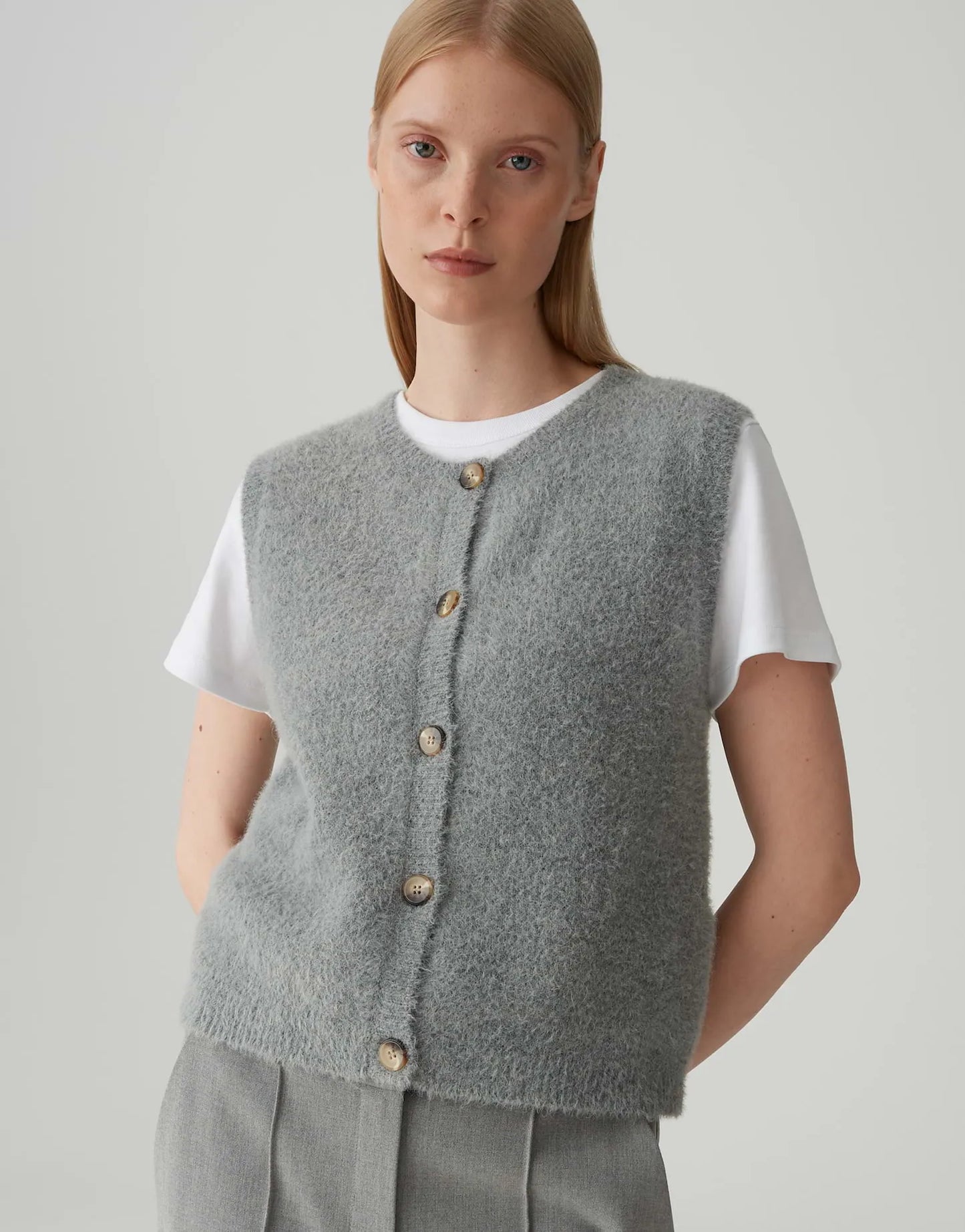 Opus Damen Strickweste grau