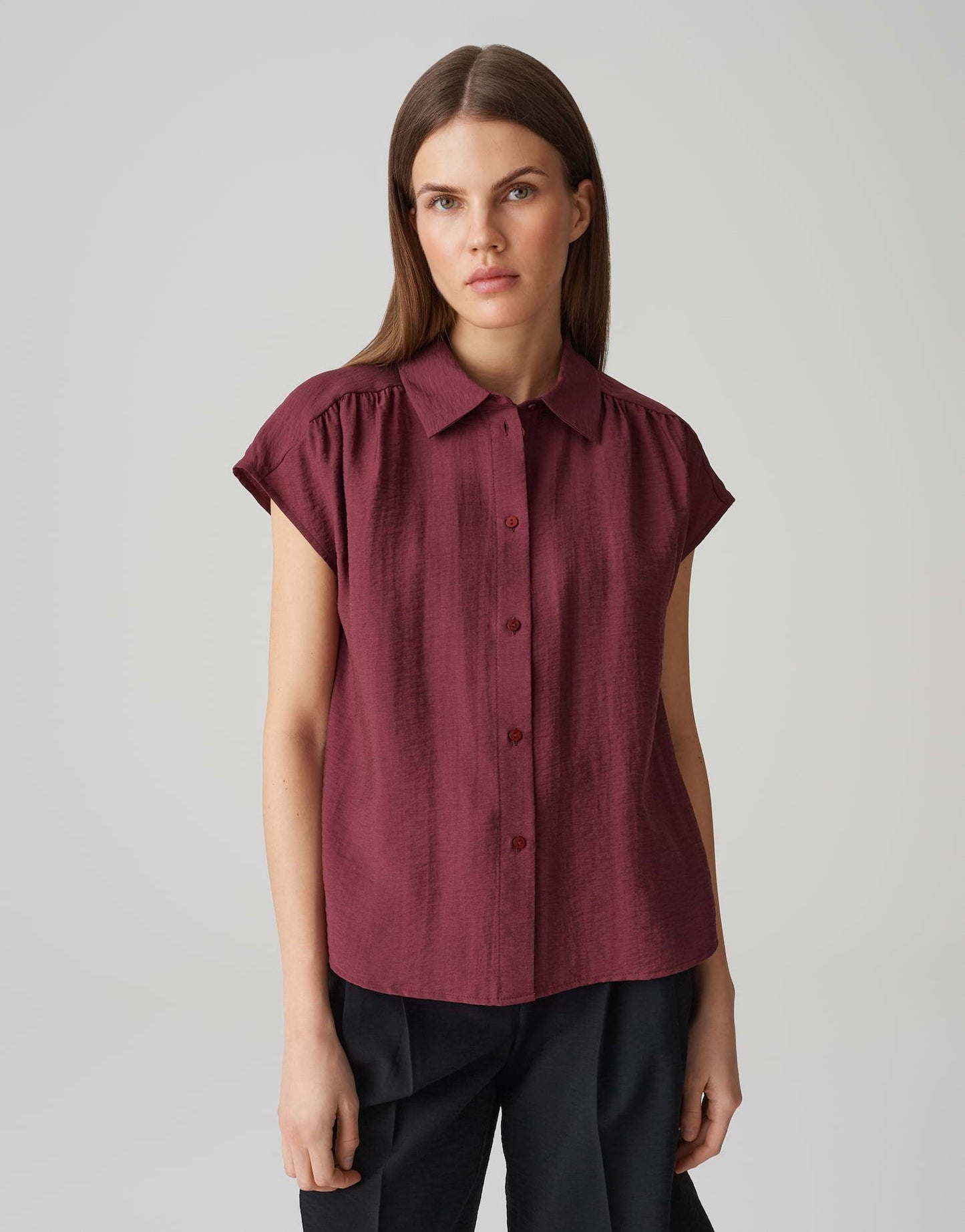 Opus Damen Kurzarmbluse Fairi rot