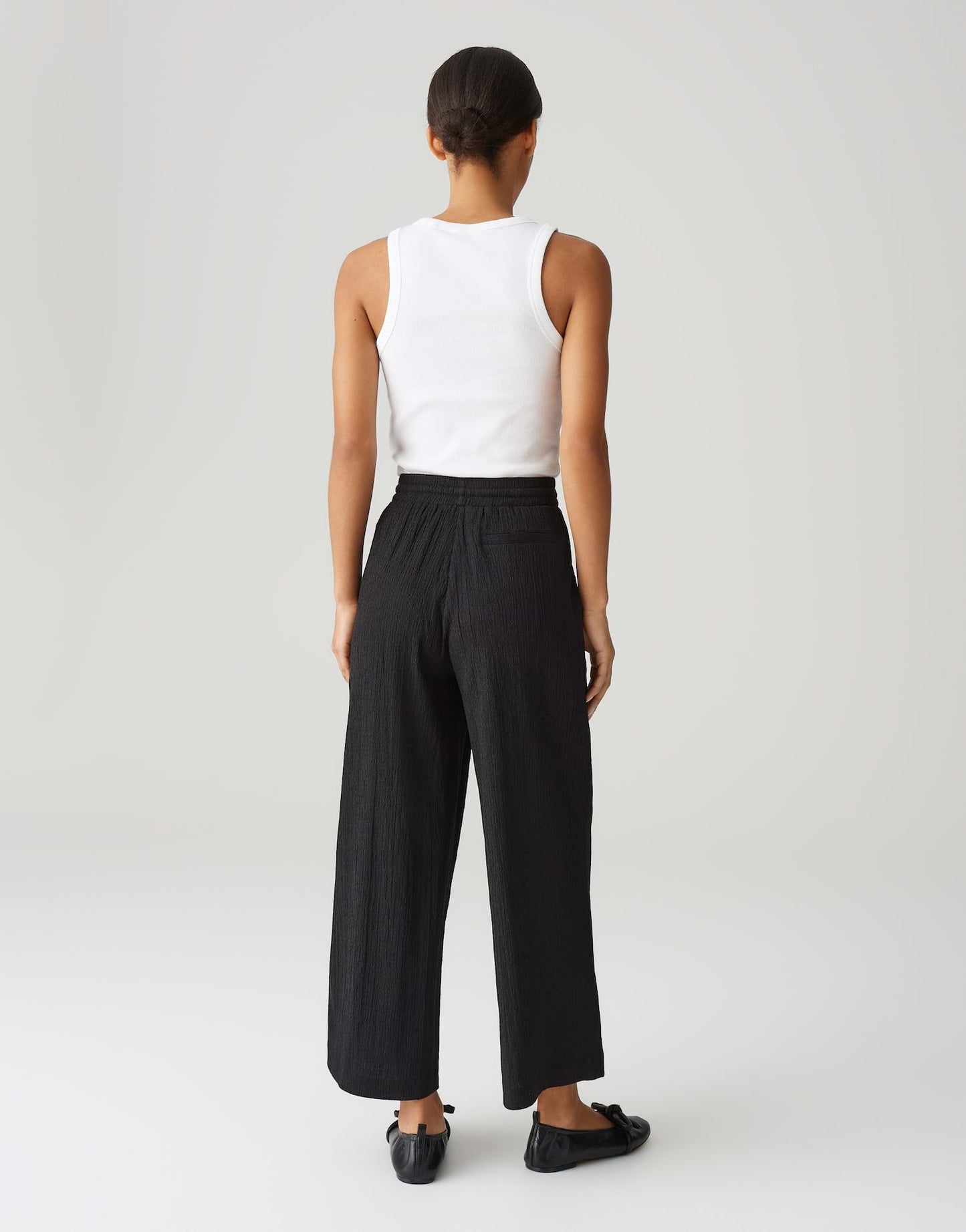 Opus Damen Hose Mileni crinkle schwarz