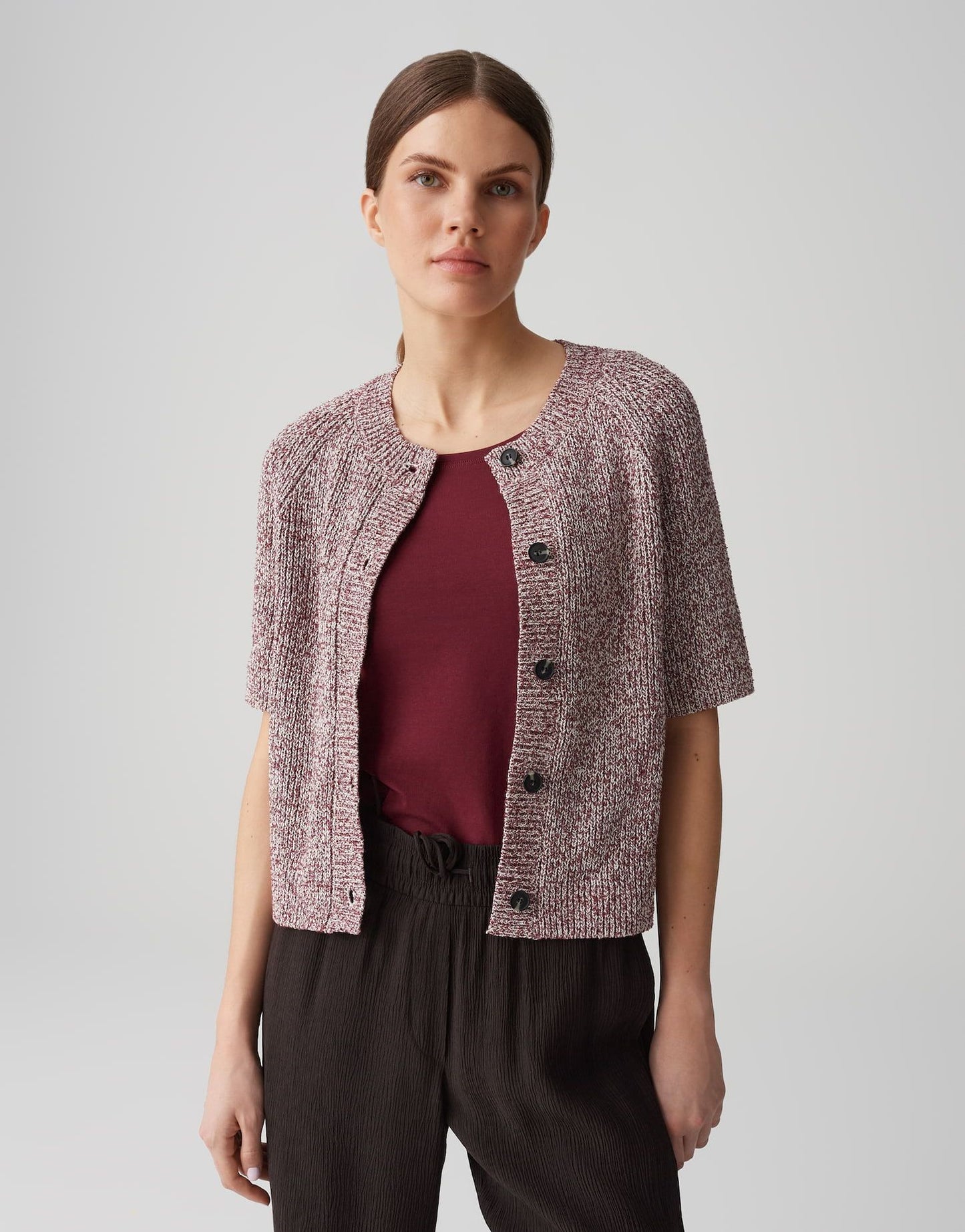 Opus Damen Kurzarmcardigan Dacki rot