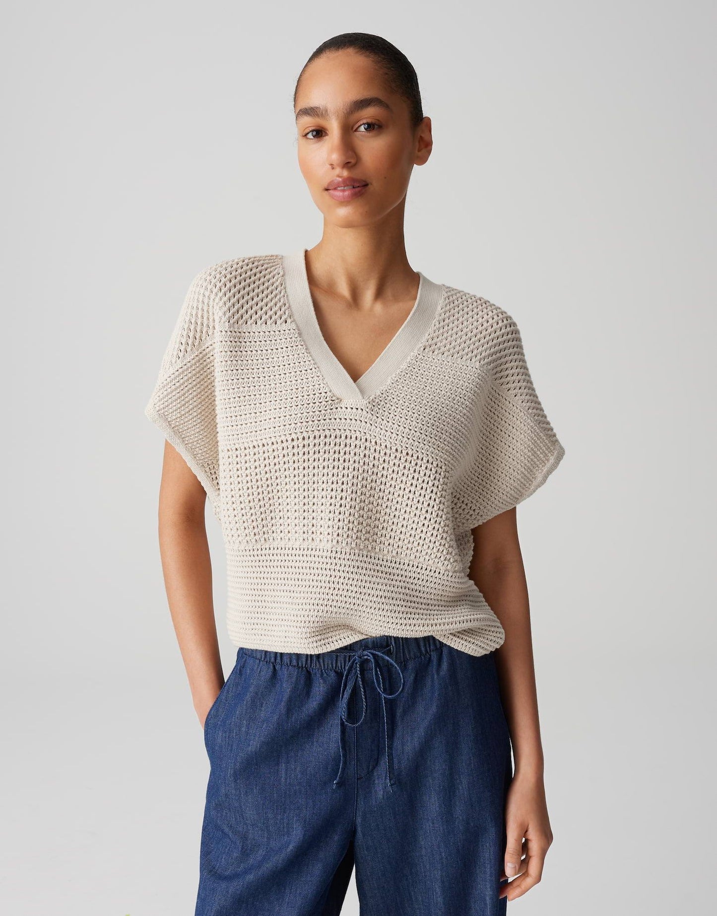 Opus Damen Strickshirt Pekina weiß