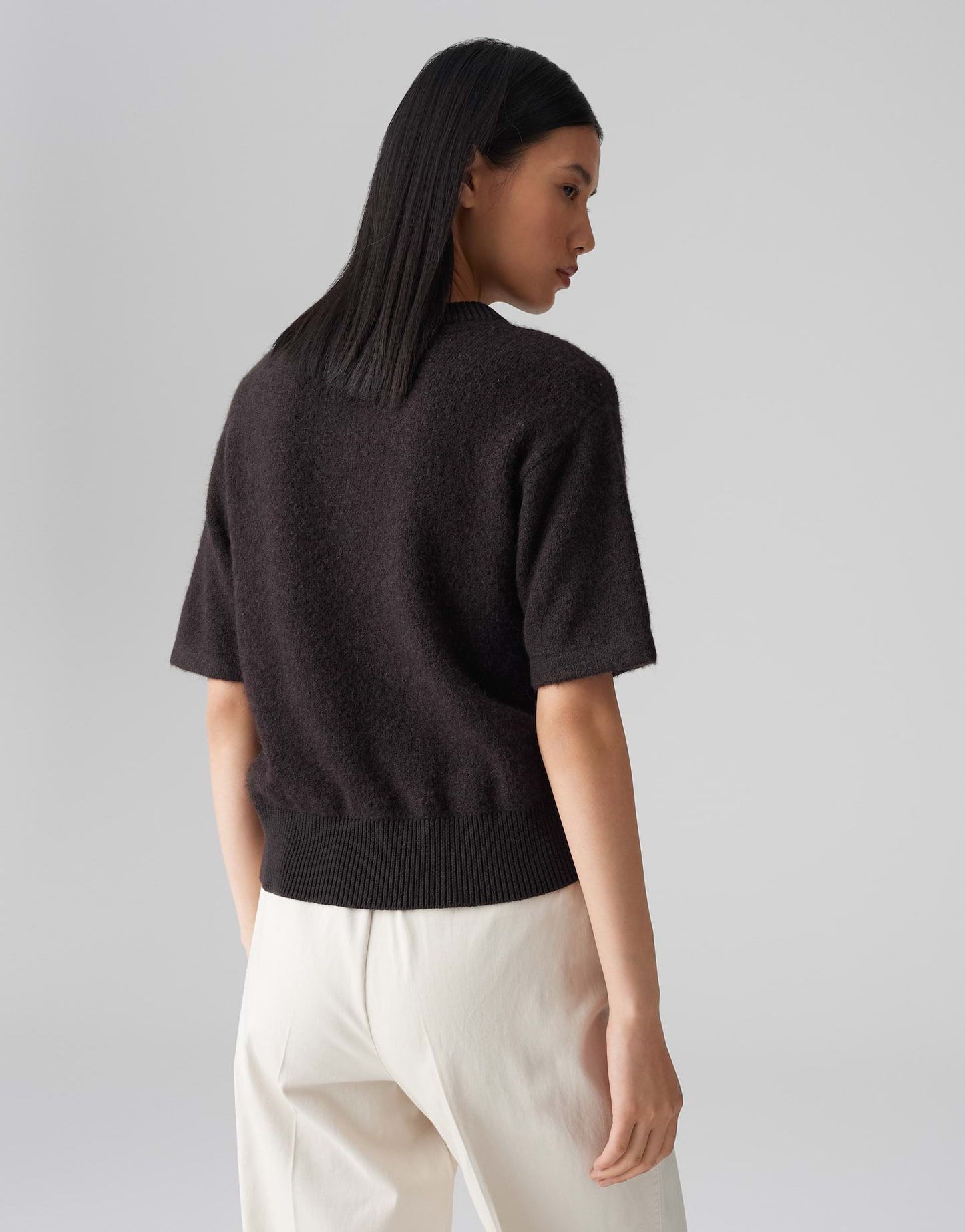 Opus Damen Kurzarmpullover Pami braun
