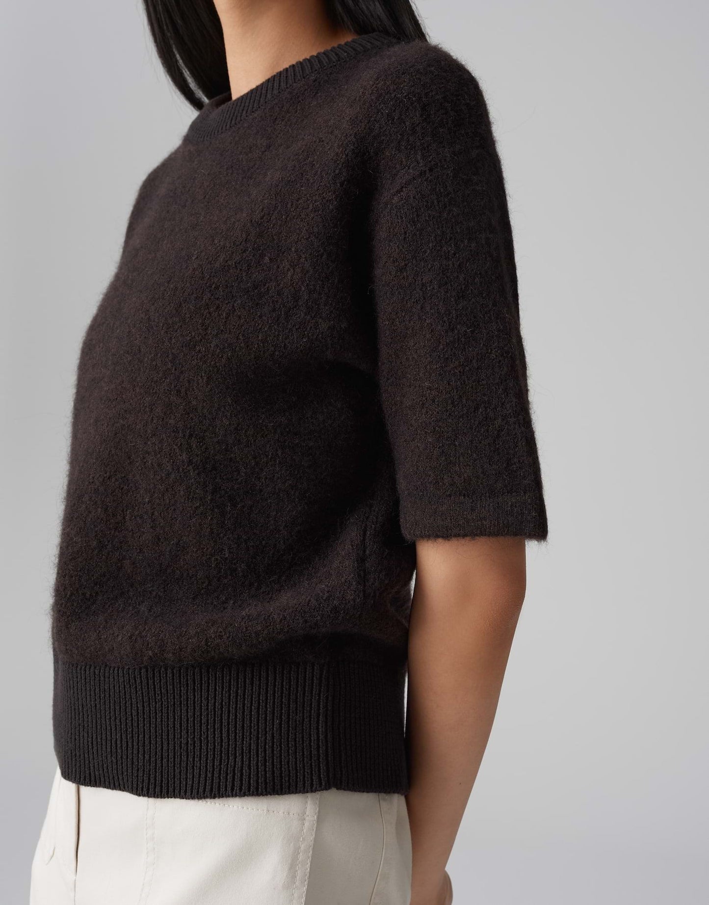 Opus Damen Kurzarmpullover Pami braun