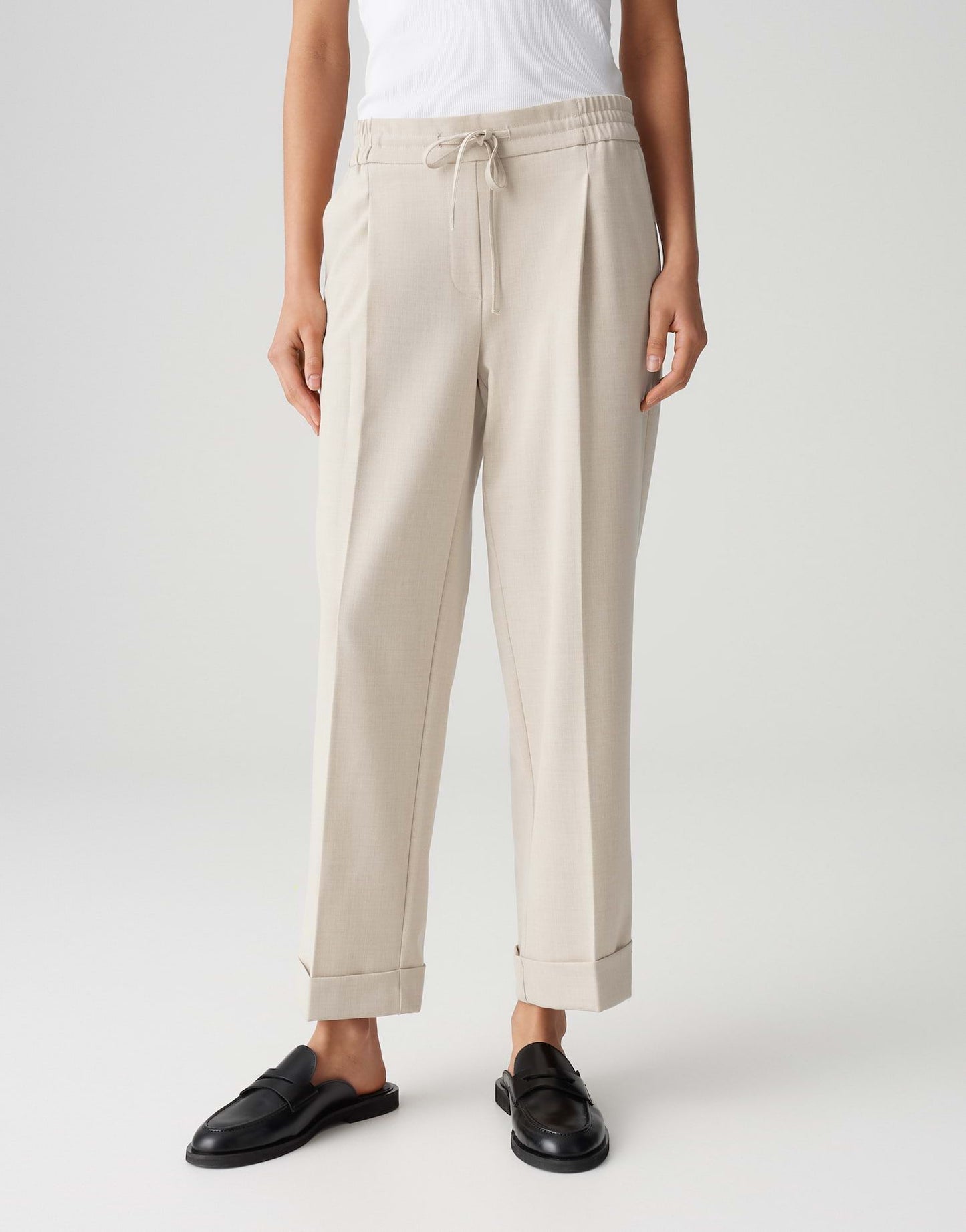 Opus Damen Bundfaltenhose Melosa city beige
