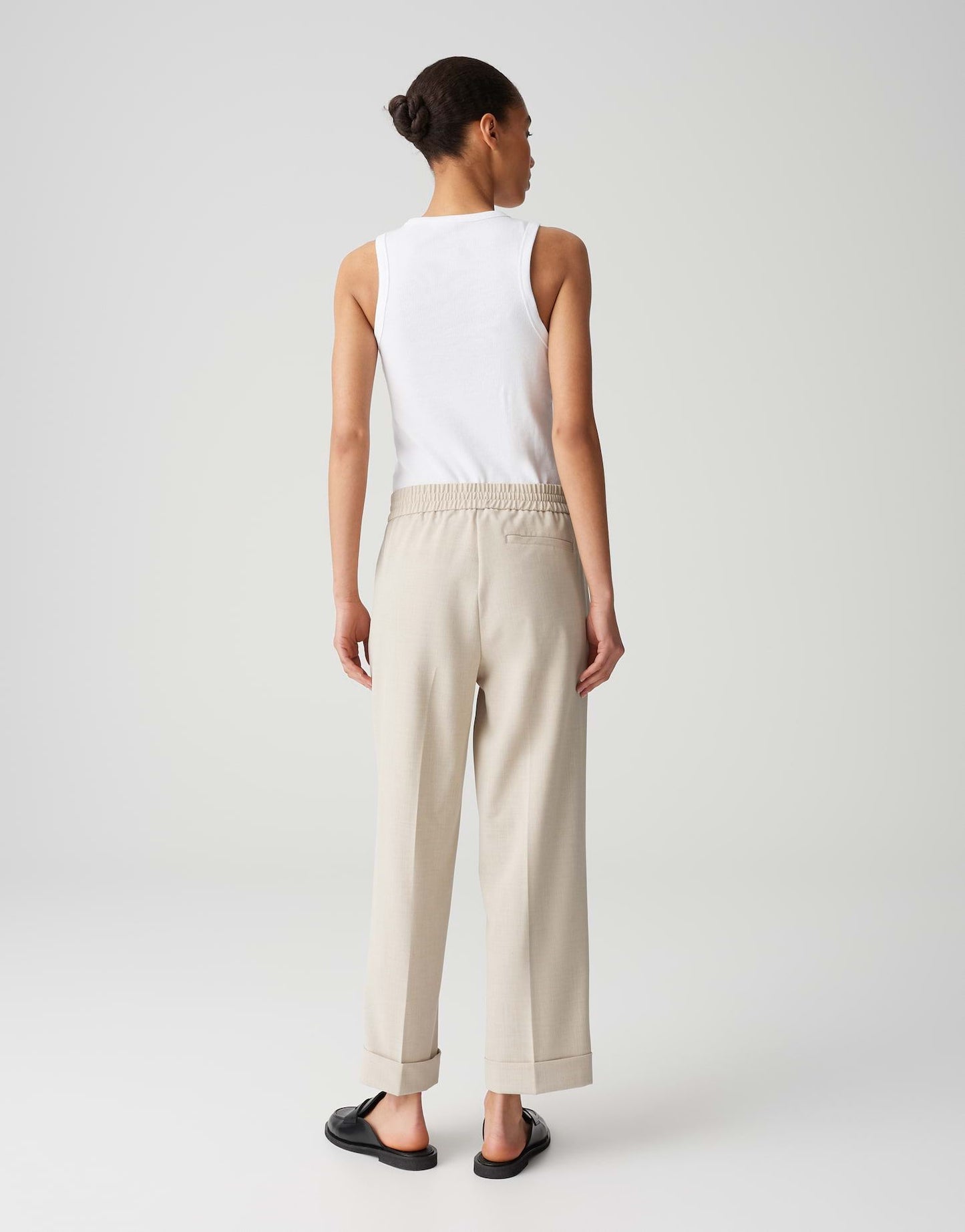 Opus Damen Bundfaltenhose Melosa city beige