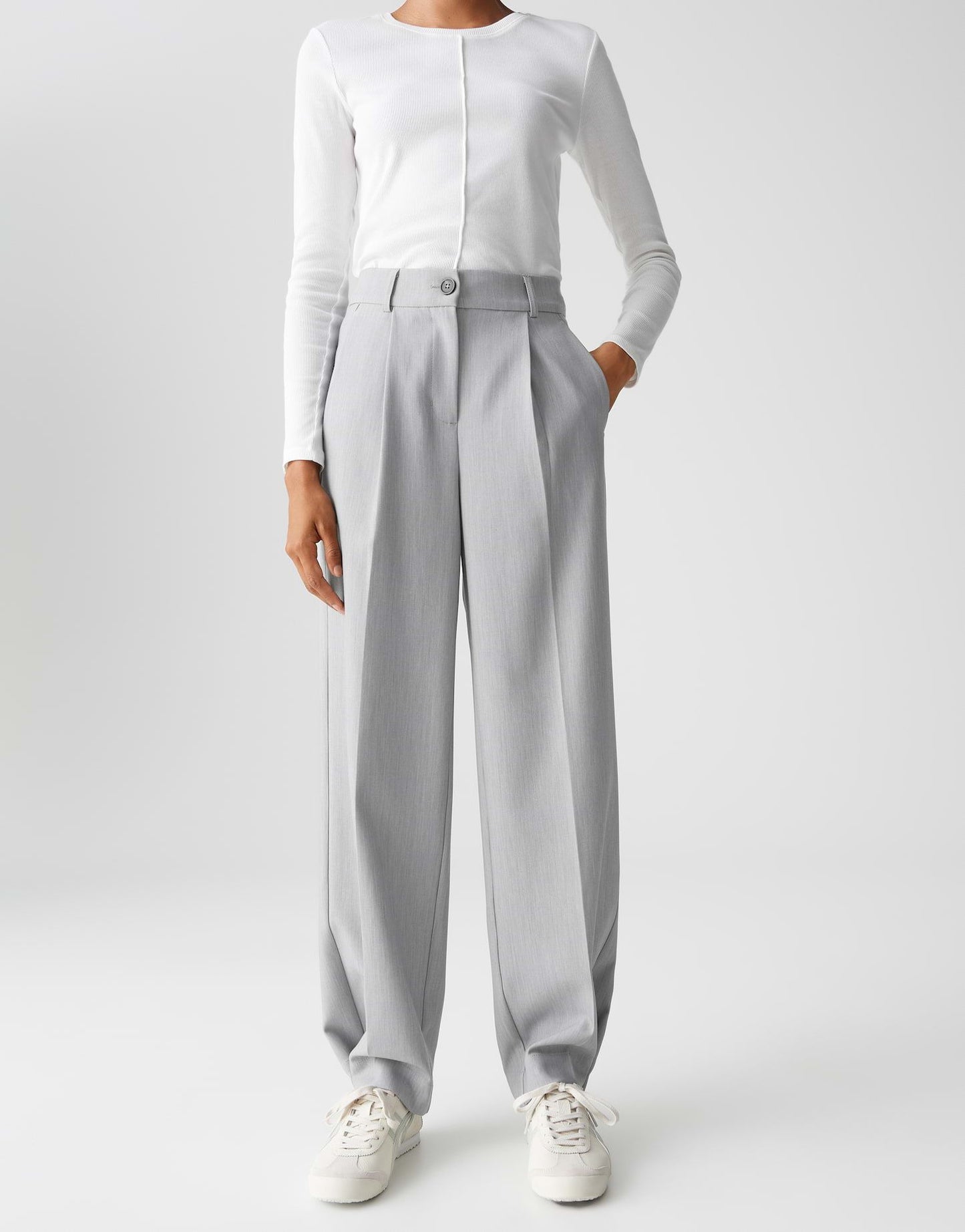 Opus Damen Hose Maiga fresh grau