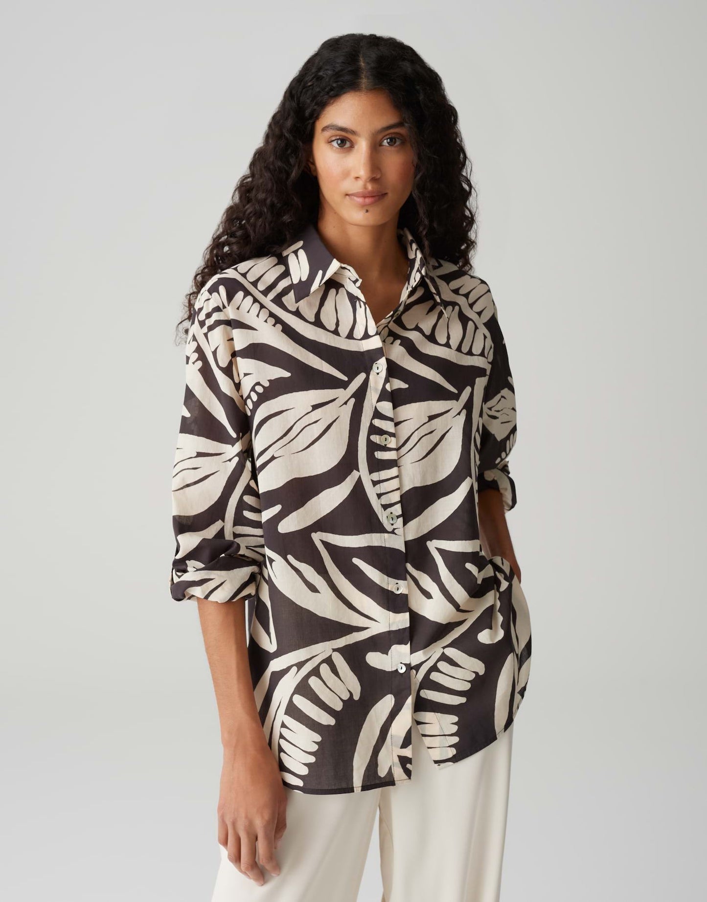 Opus Damen Bluse Fumine tropical braun
