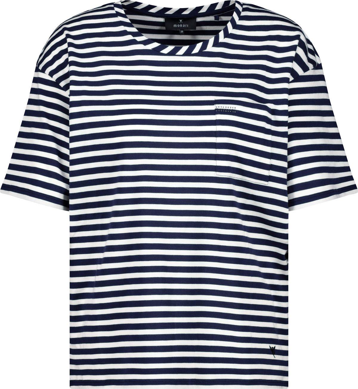 Monari – Monari Damen T Shirt mit Schmuck Tasche Blau