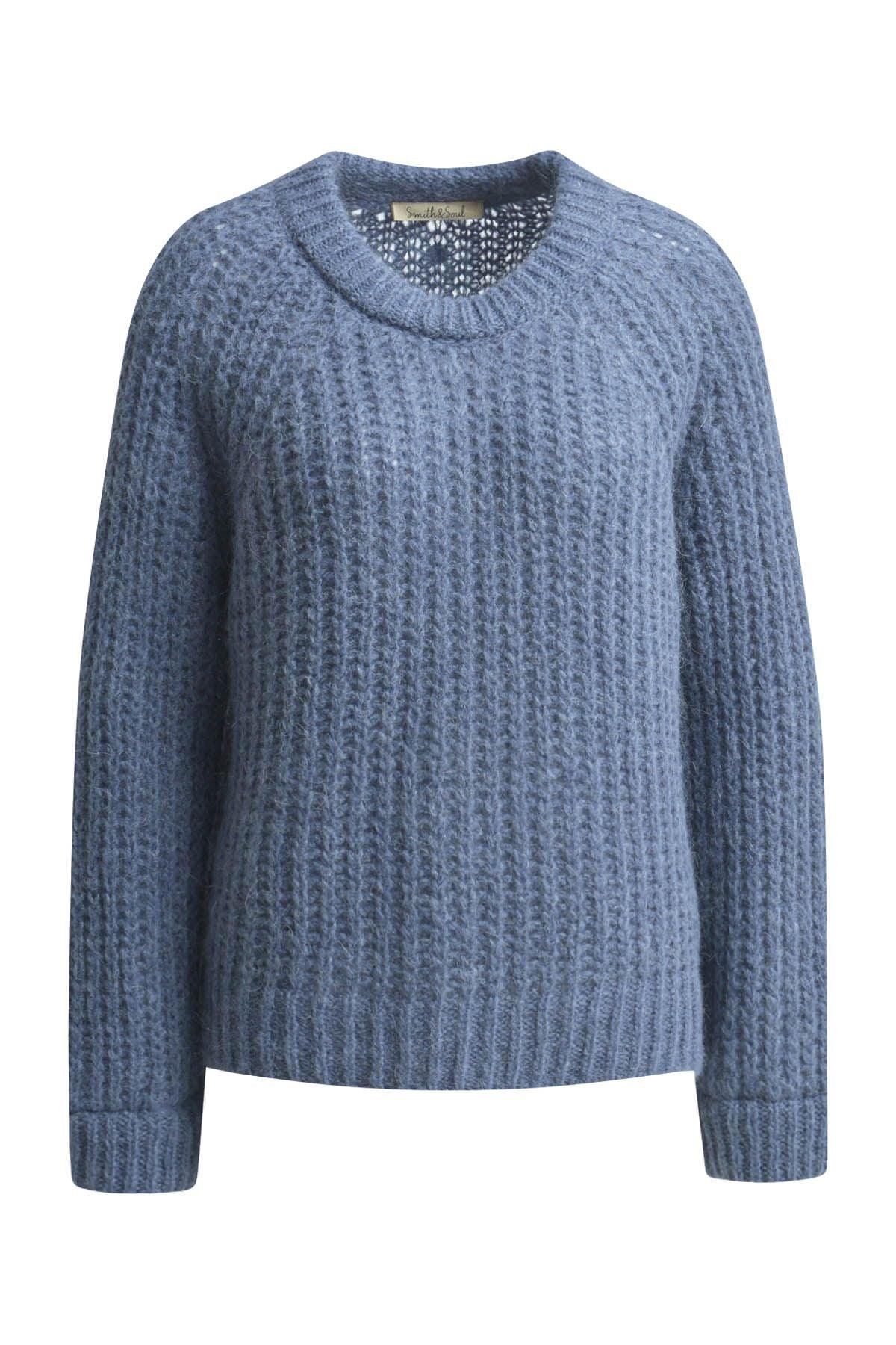 Smith&Soul Damen Pullover Hairy Raglan blau