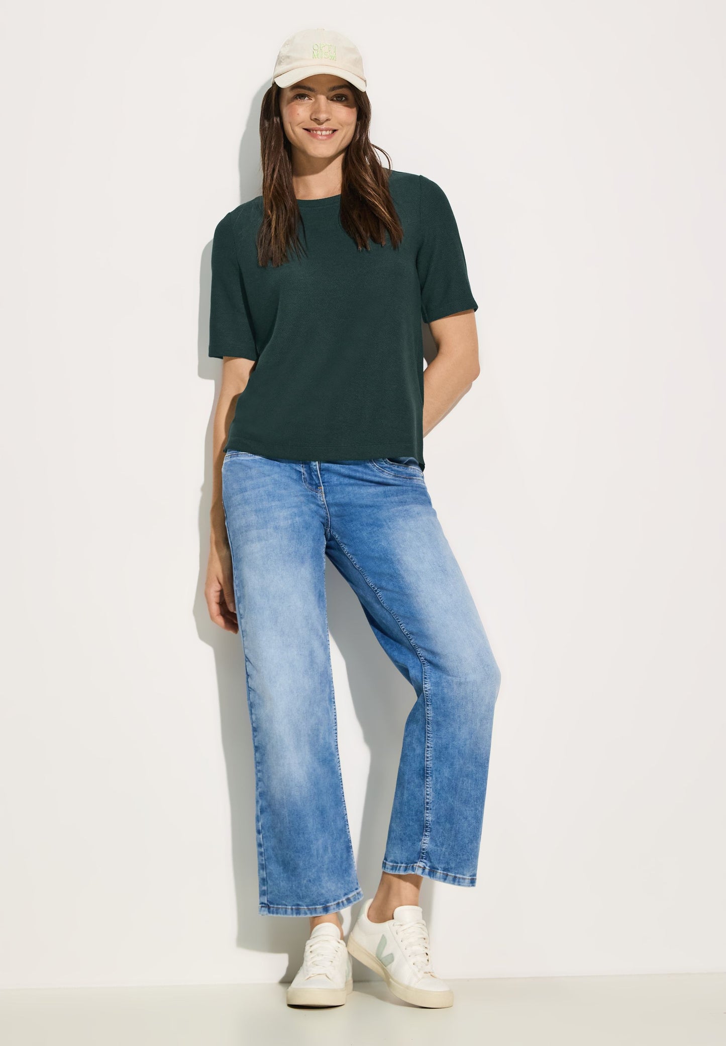 Cecil Damen Struktur T-Shirt grün