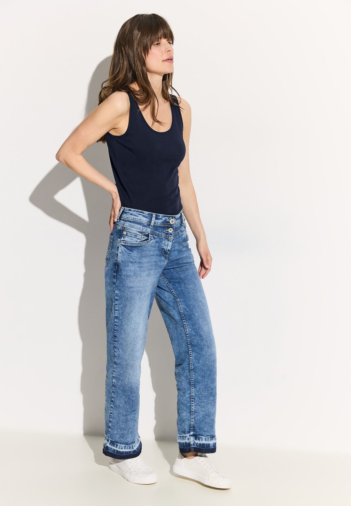 Cecil Damen Top in Unifarbe blau