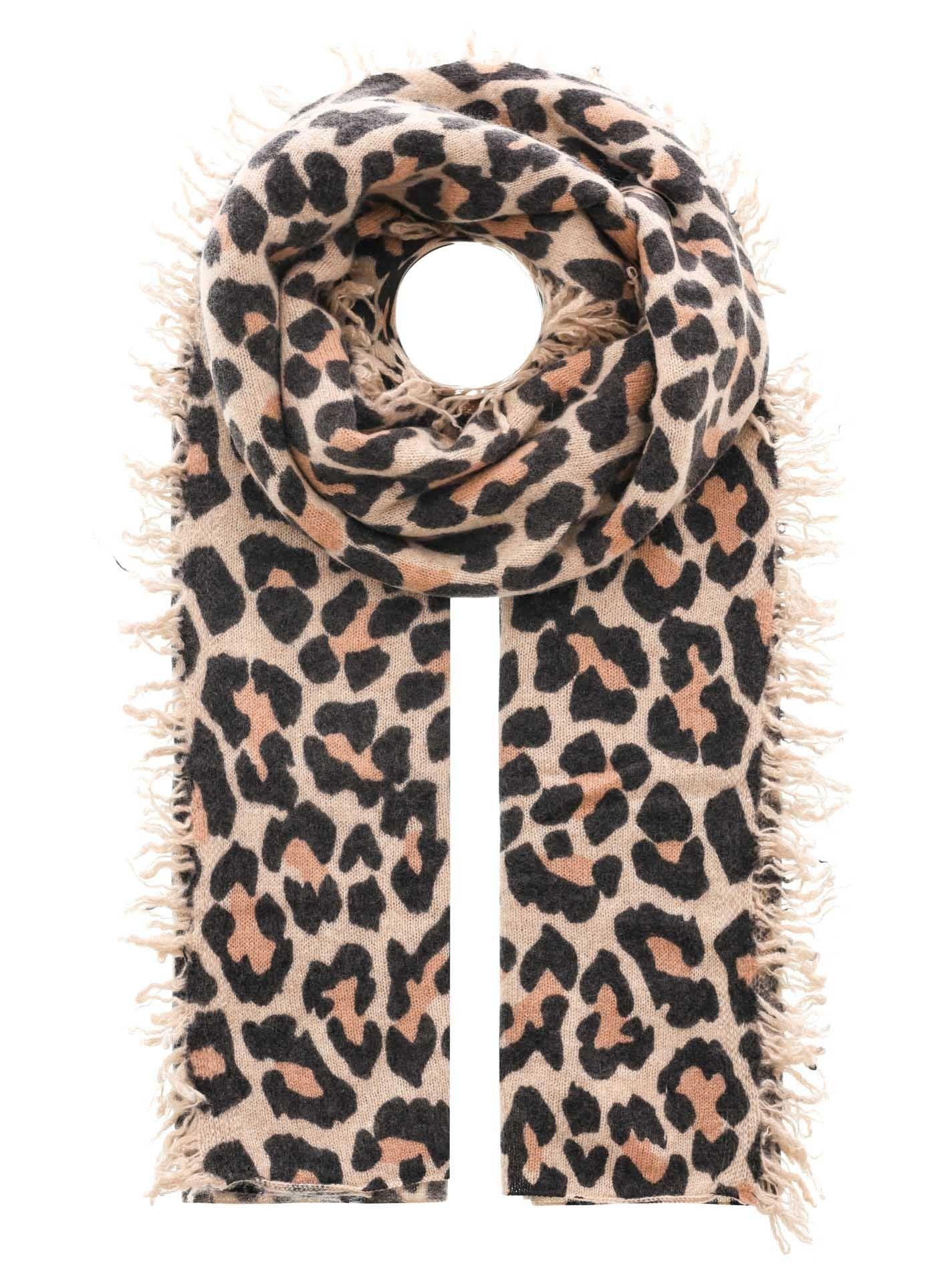 Zwillingsherz Damen Cashmere Schal Franse Leo beige