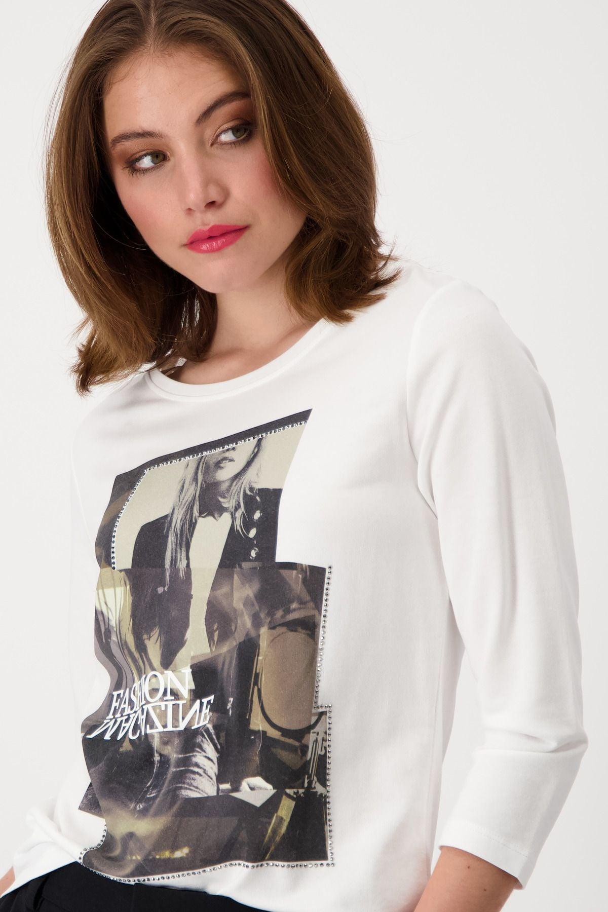 Monari Schirt Damen Print weiß