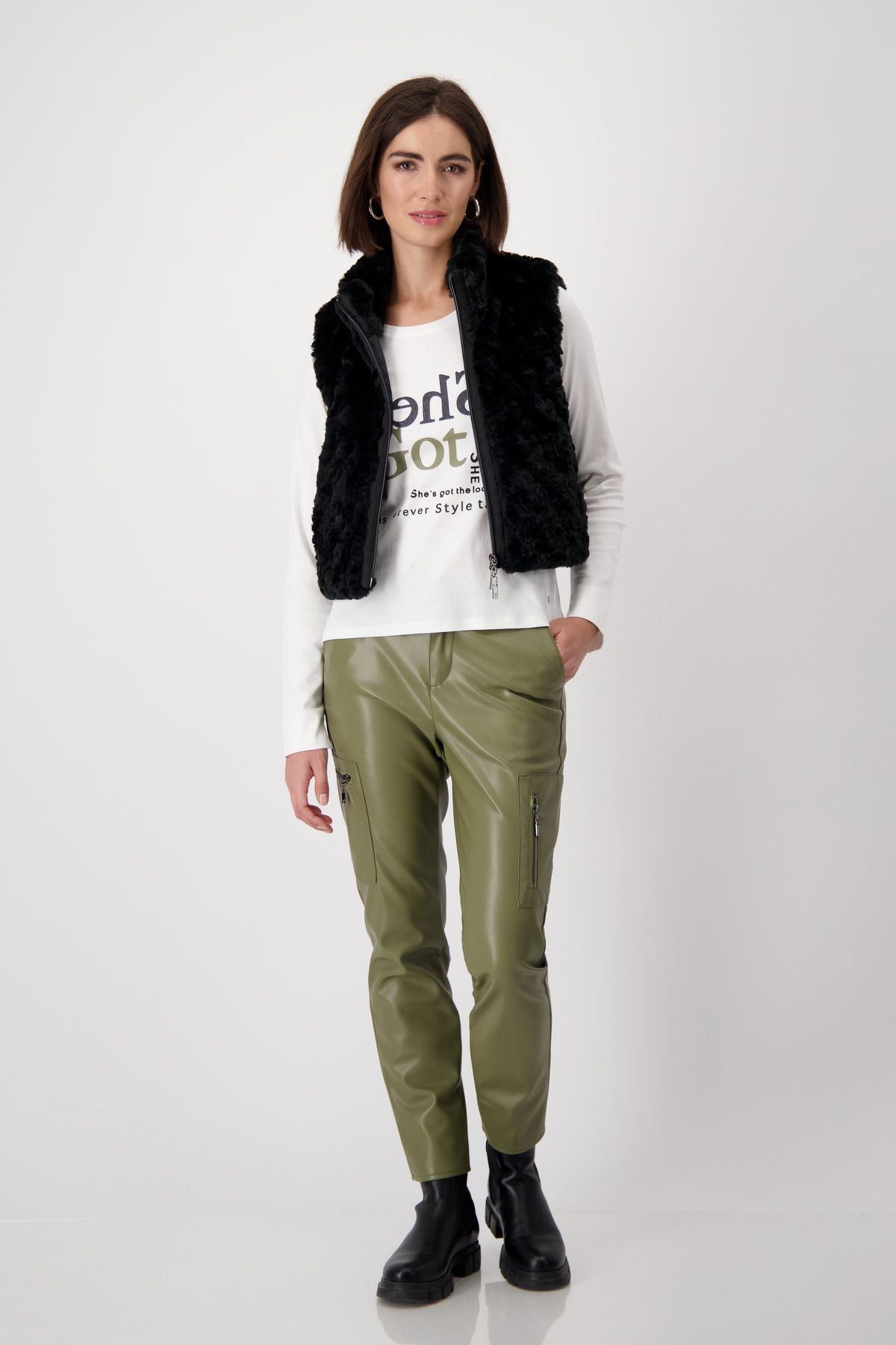 Monari Damen Cropped-Weste schwarz