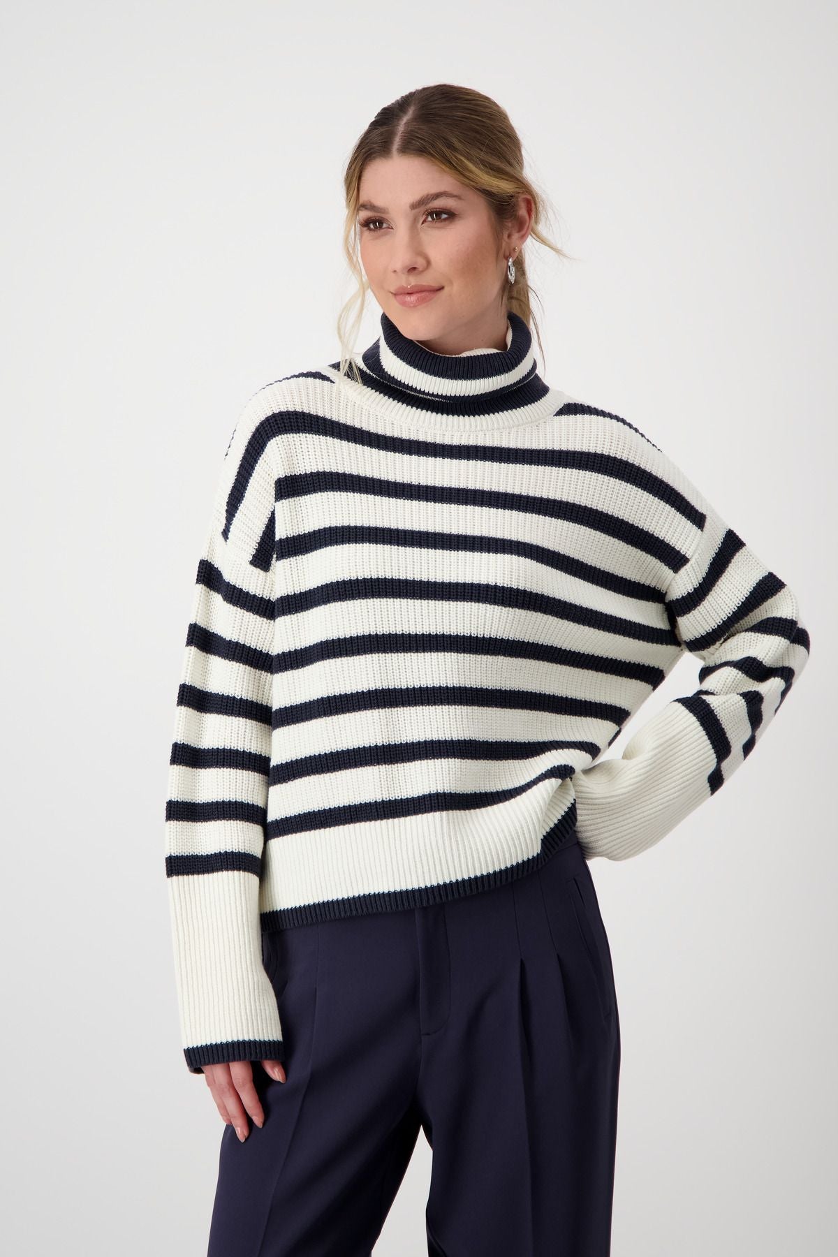 monari Damen Ringelpullover 807961 in Weiß weiß