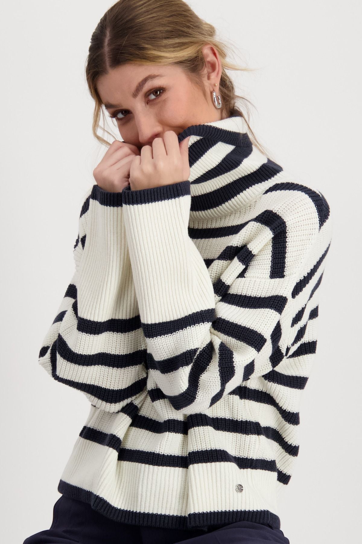 monari Damen Ringelpullover 807961 in Weiß weiß