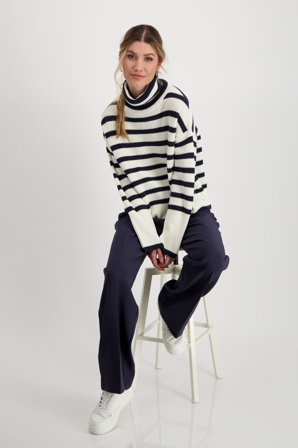 monari Damen Ringelpullover 807961 in Weiß weiß