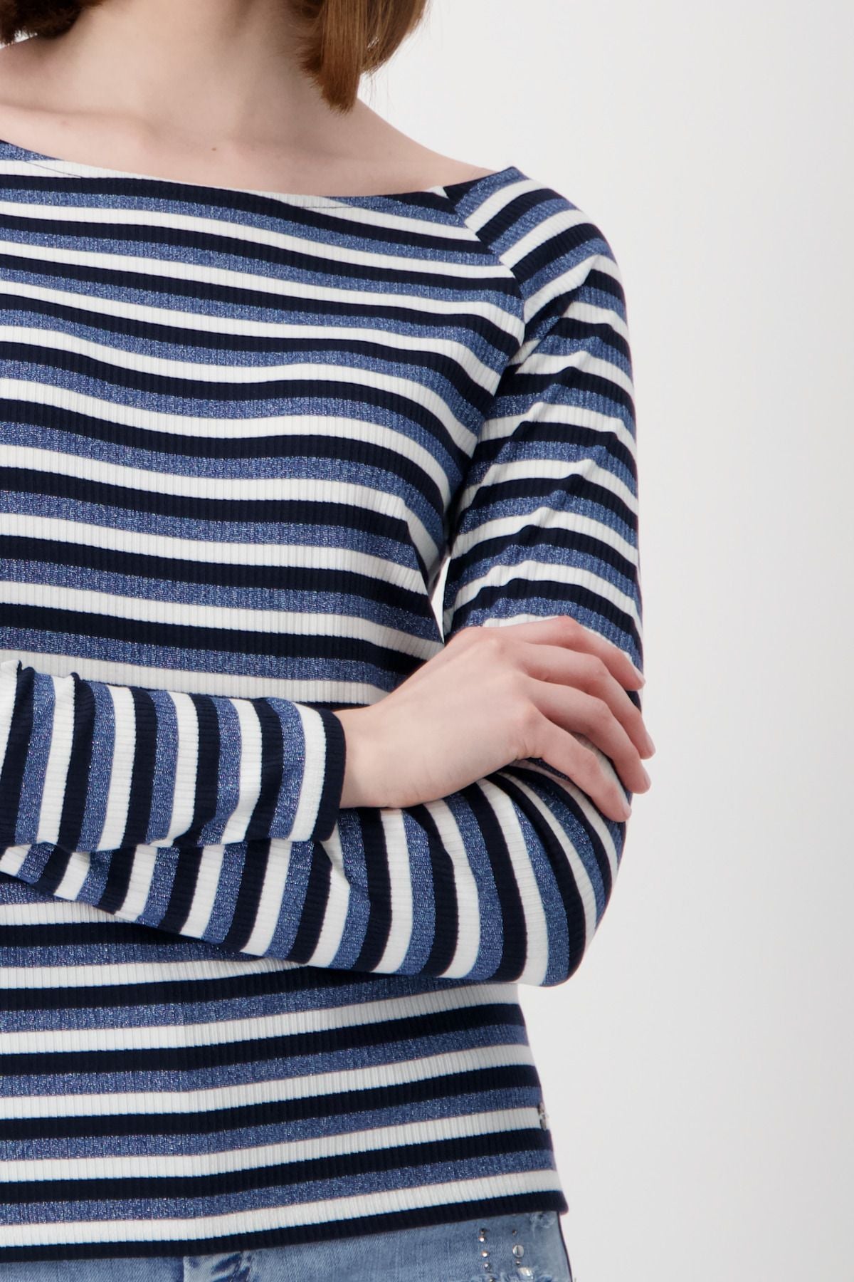 Monari Damen Ringel Shirt blau