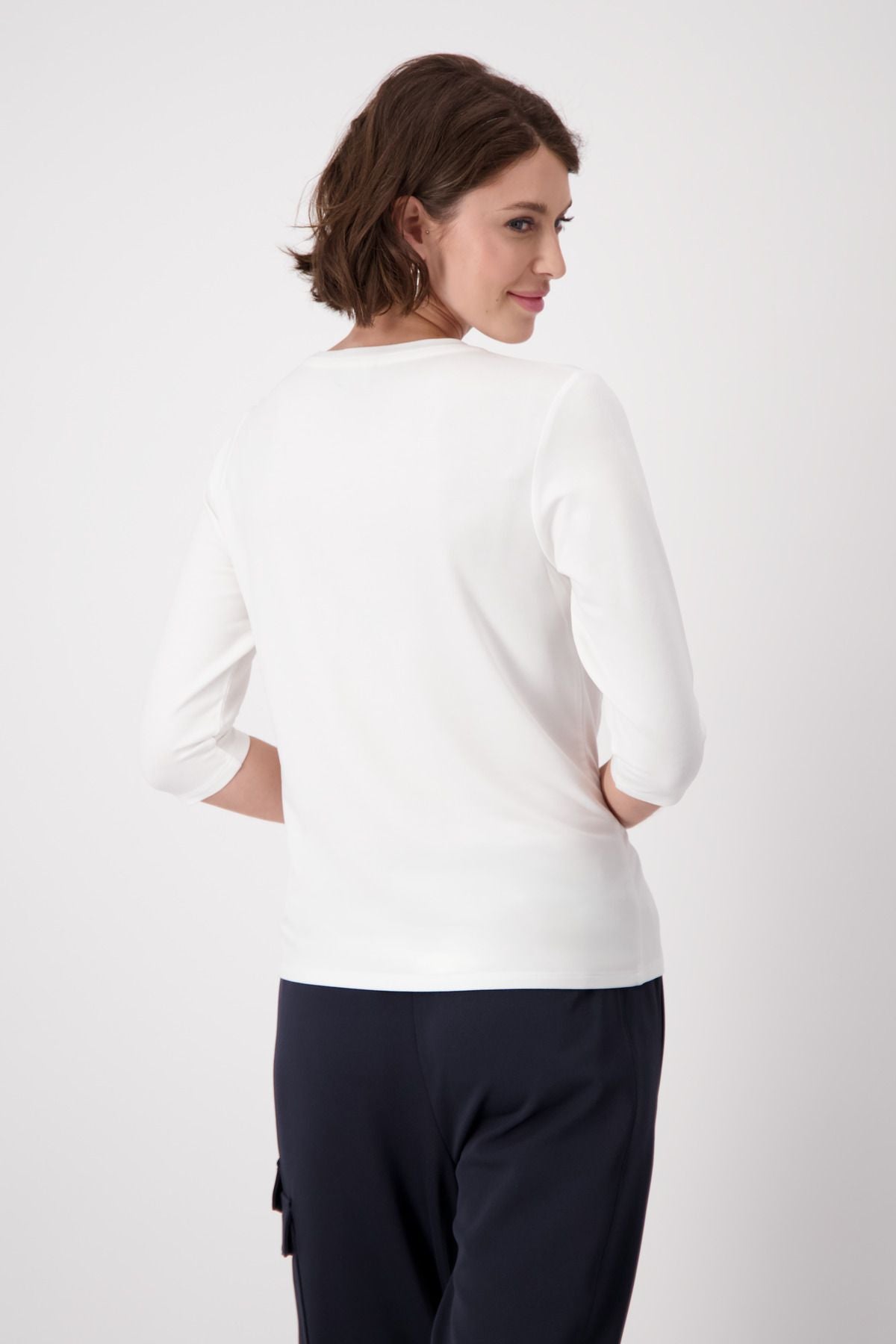 Monari Damen Shirt mit Emblem Print weiß