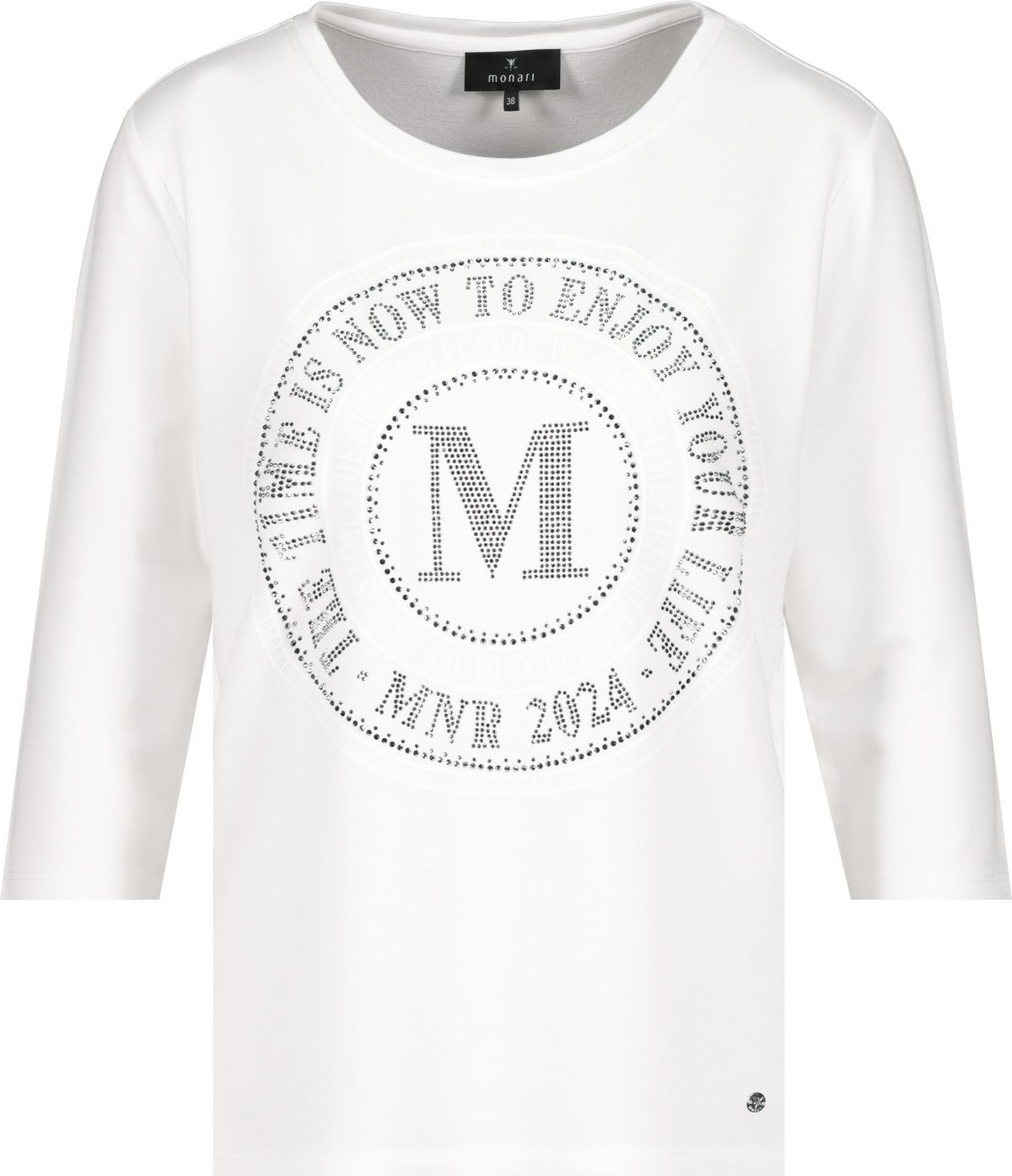 Monari Damen Shirt mit Emblem Print weiß