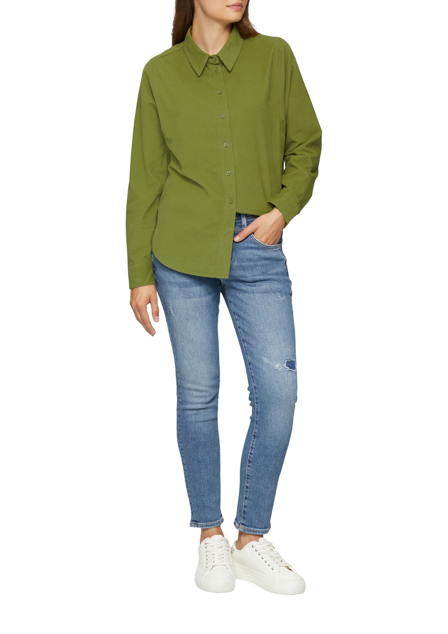 s. Oliver Damen Cordbluse grün