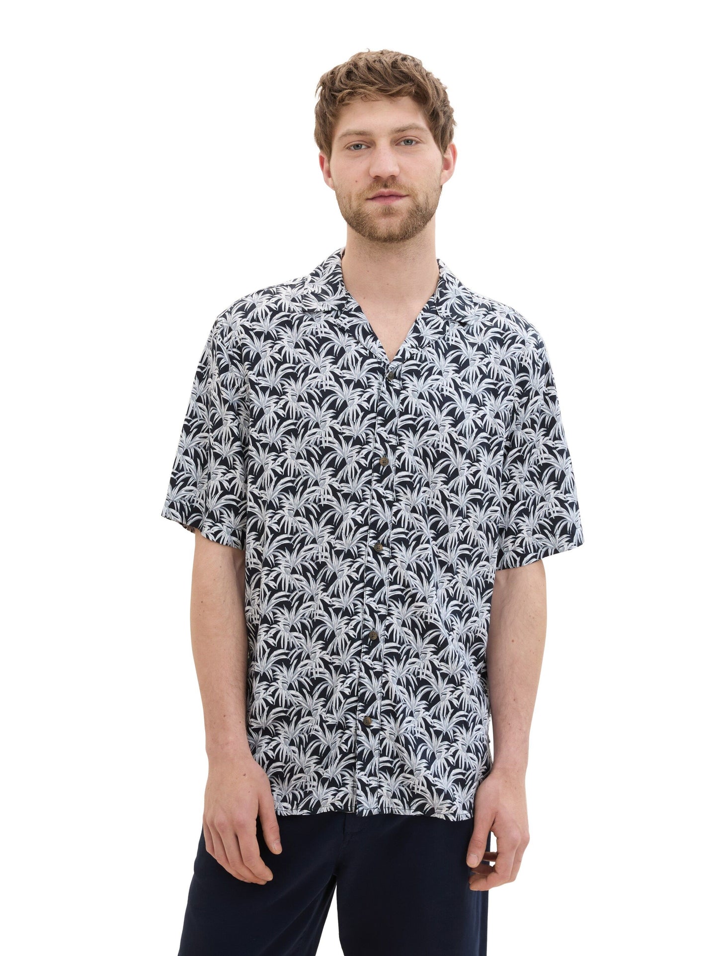 Tom Tailor Herren Kurzarmhemd blau
