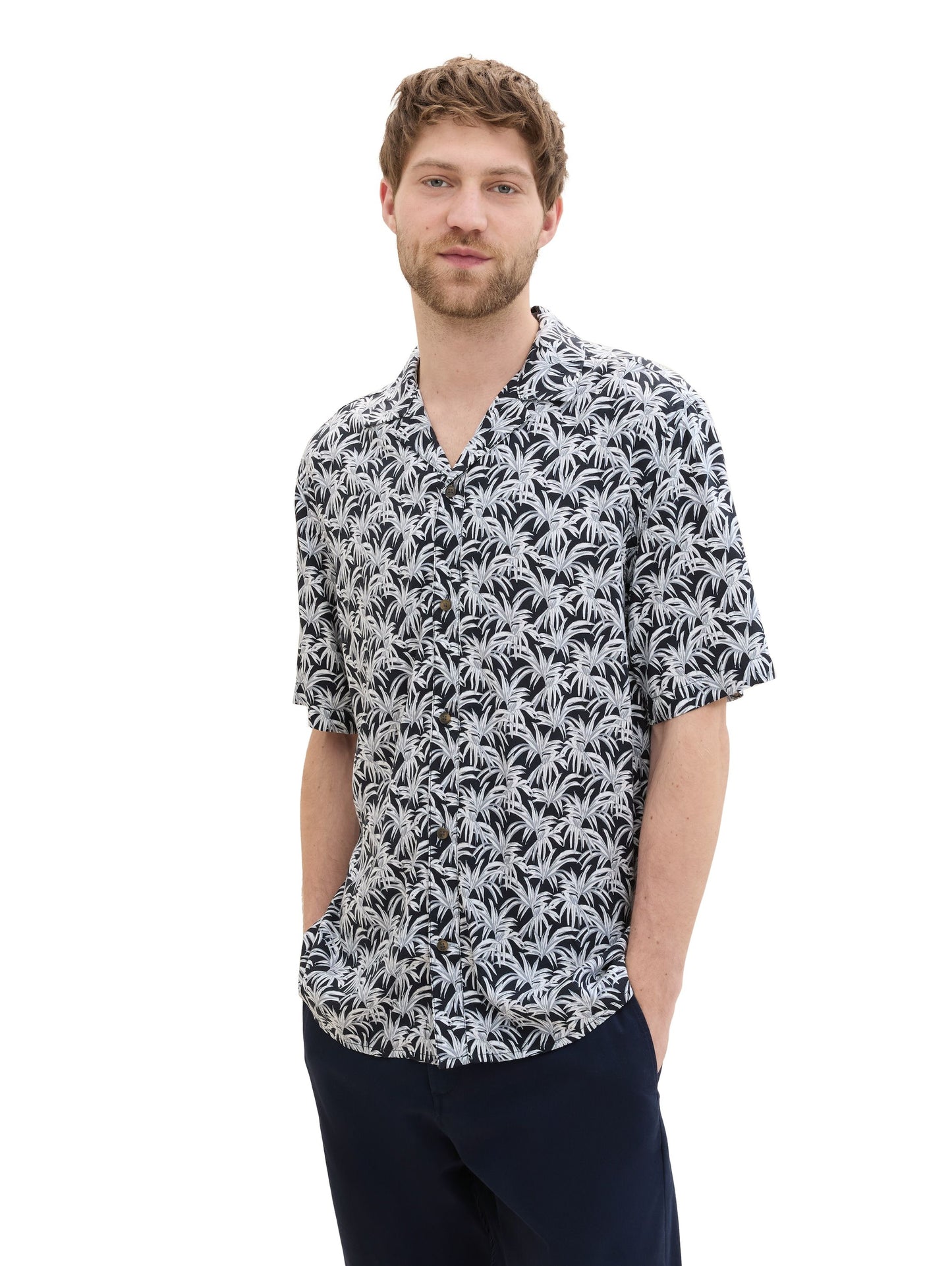 Tom Tailor Herren Kurzarmhemd blau