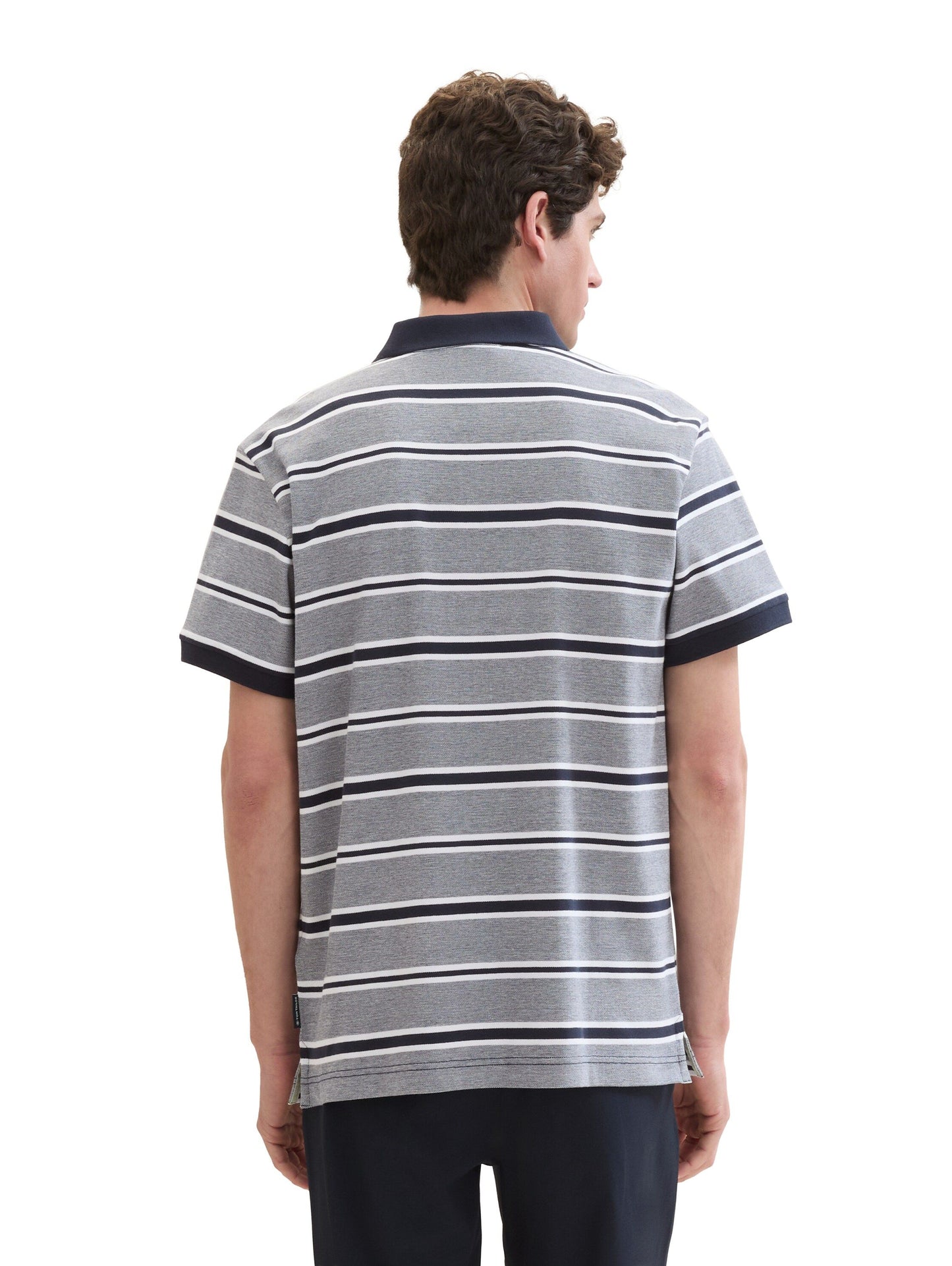 Tom Tailor Herren Poloshirt mit Streifenmuster blau