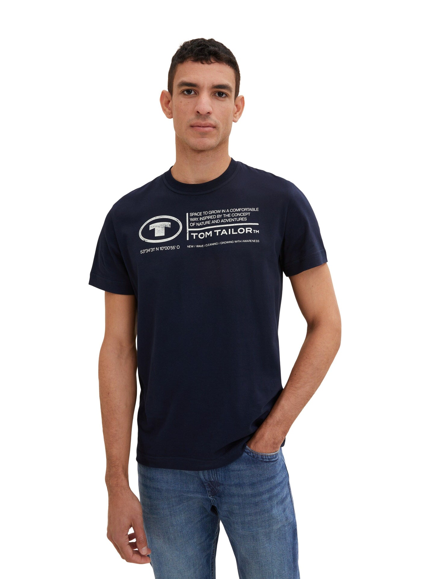 Tom Tailor Herren T-Shirt mit Print blau