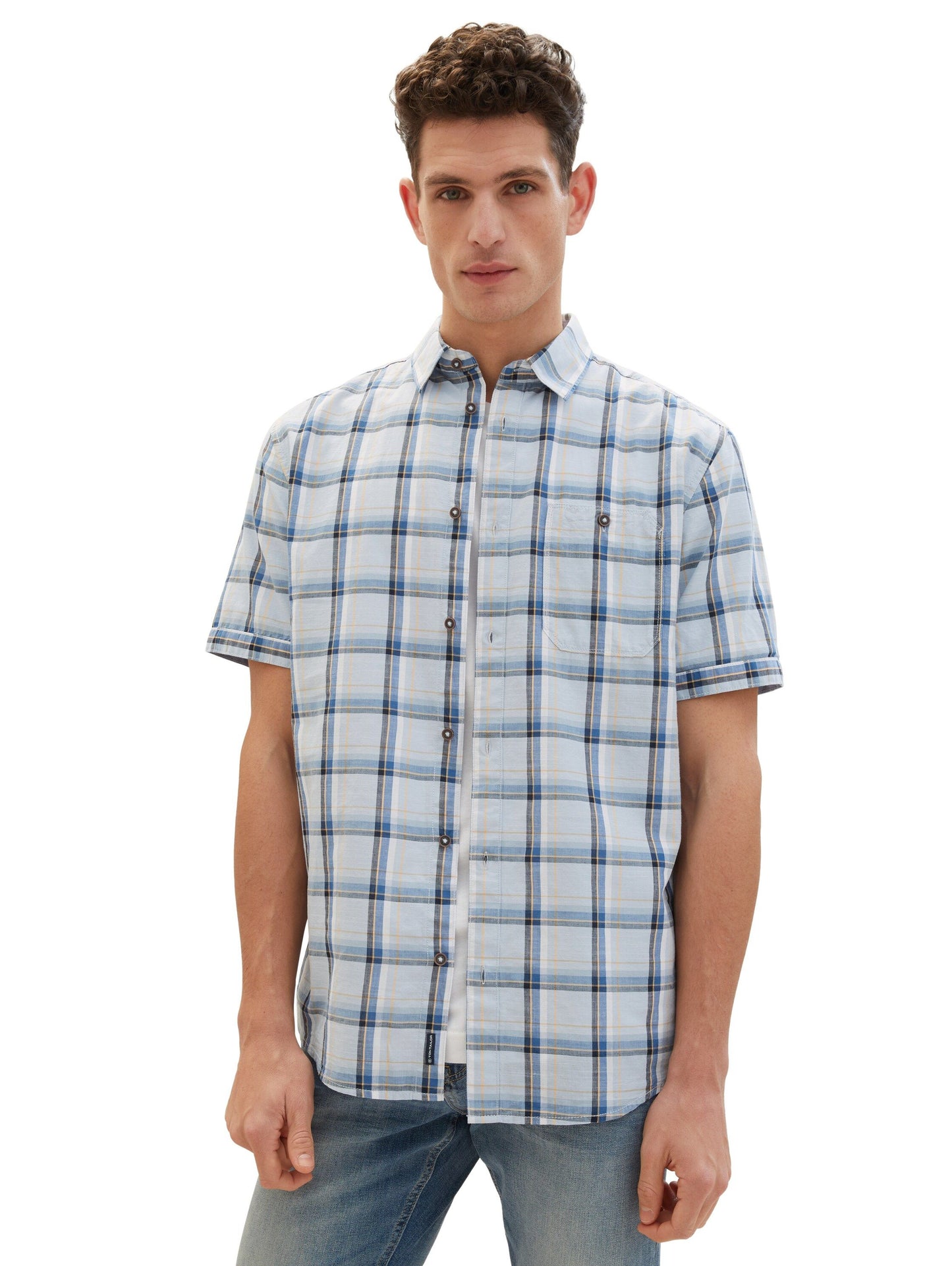 Tom Tailor Herren Kurzarmhemd blau