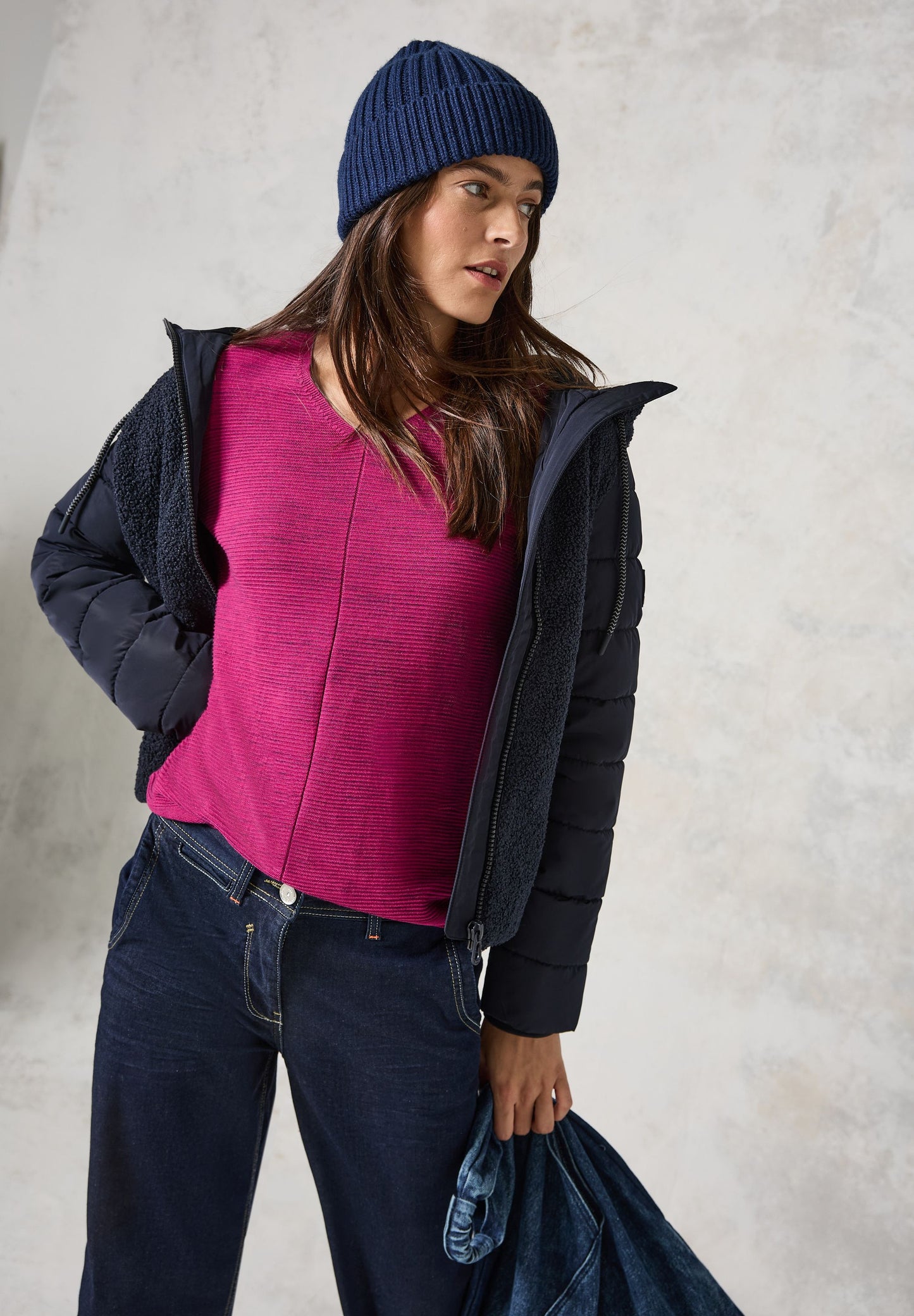 Cecil Damen Strukturmix-Pullover rosa