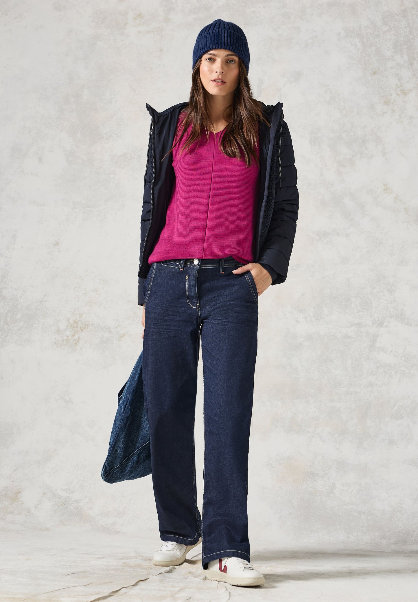 Cecil Damen Strukturmix-Pullover rosa