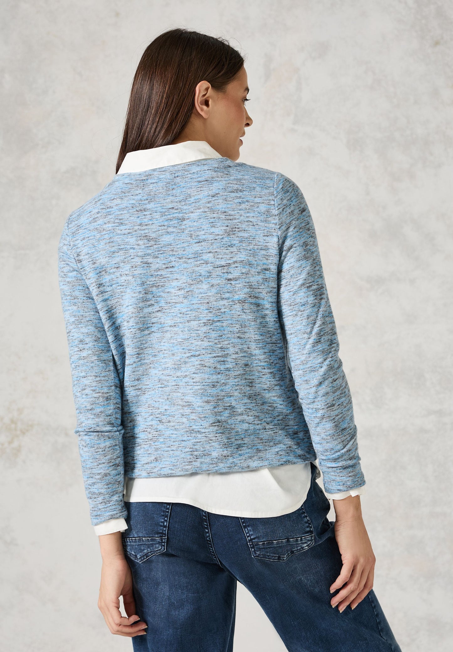 Cecil Damen Melange-Shirt blau