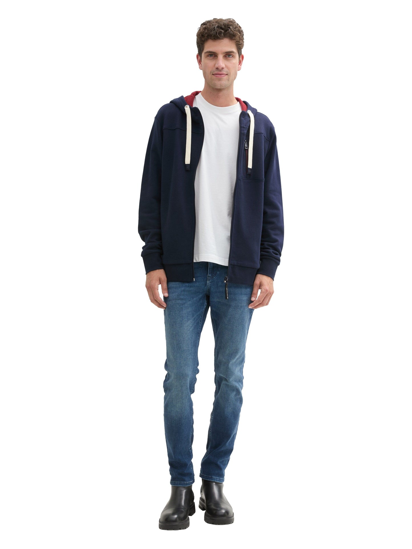 Tom Tailor Herren Sweatjacke mit Kapuze blau