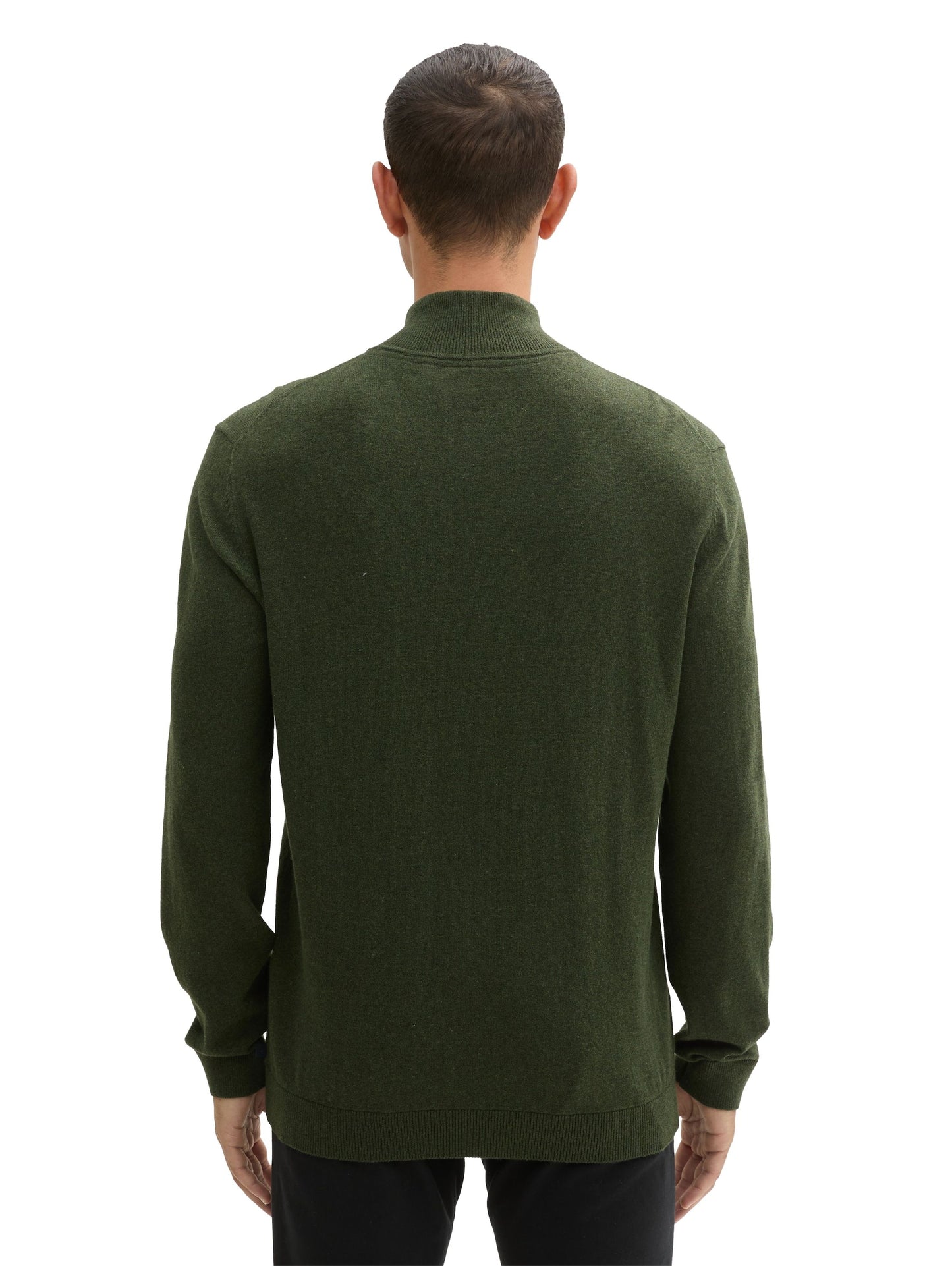 Tom Tailor Herren Troyer Strickpullover grün