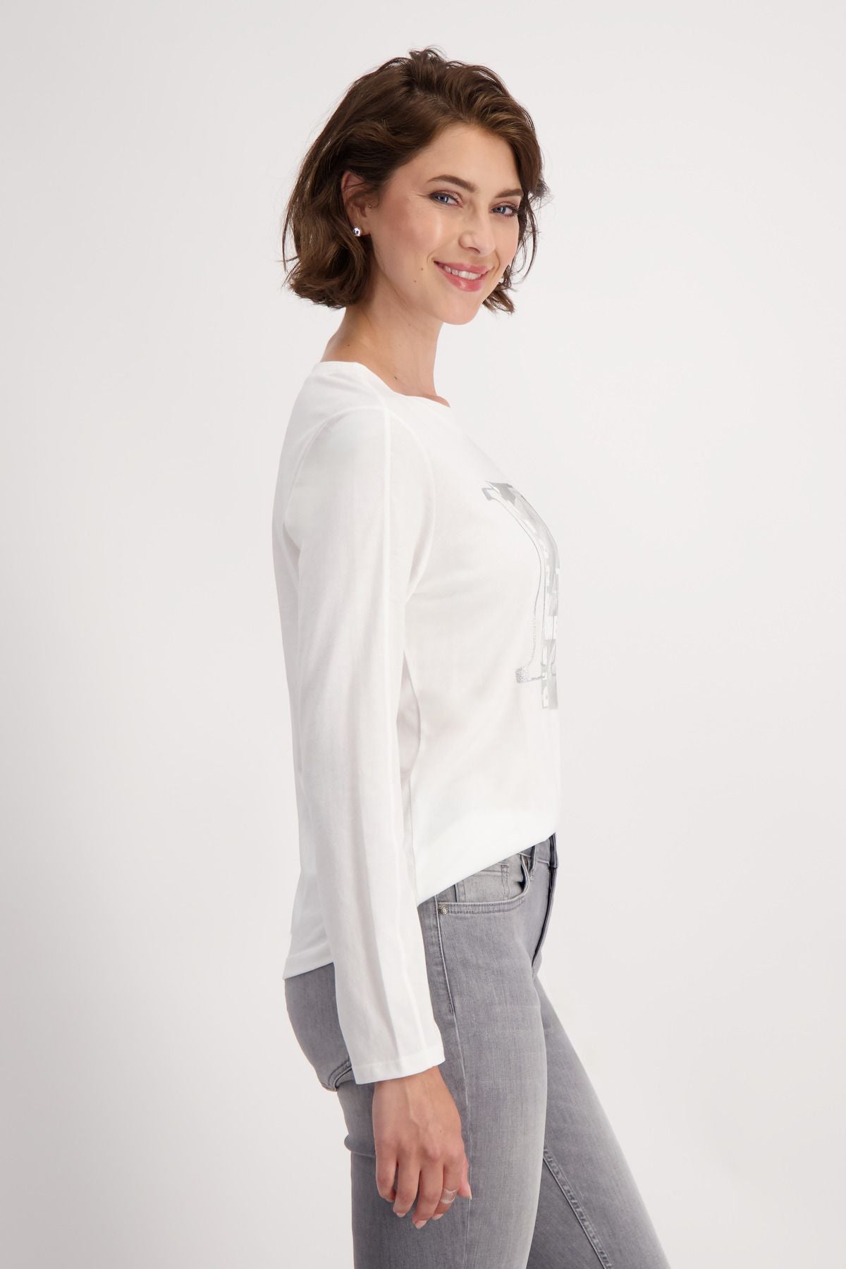 Monari Damen Longsleeve Shirt weiß