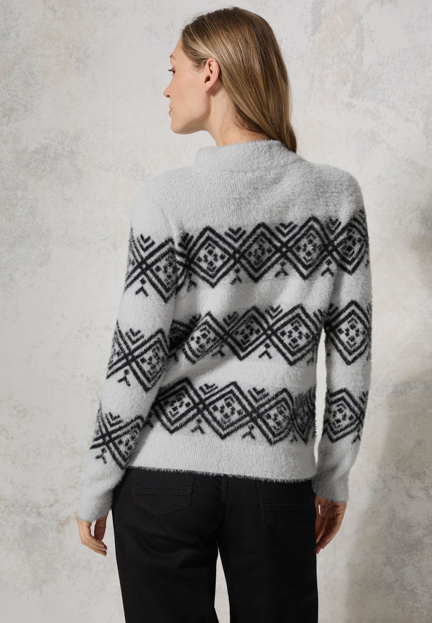 Cecil Damen Federgarn-Pullover grau