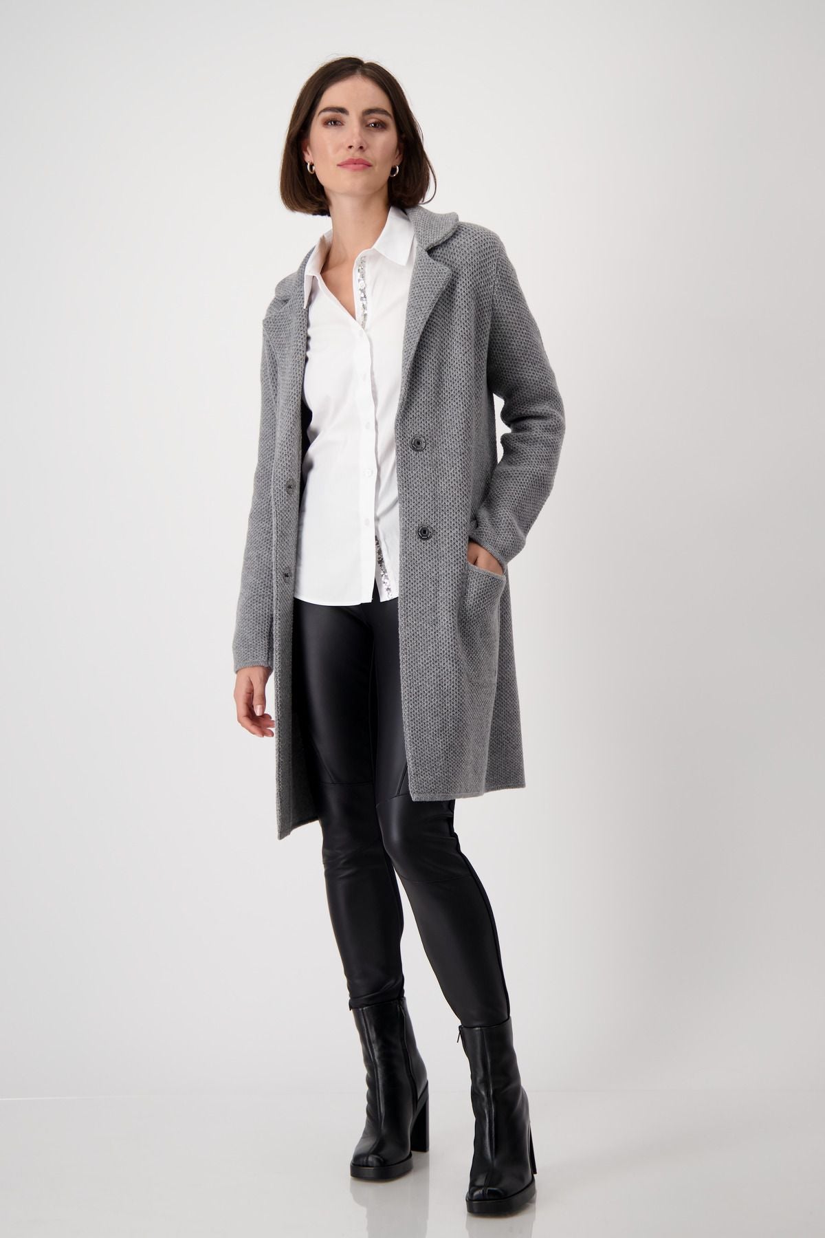 Monari Damen Strickjacke grau