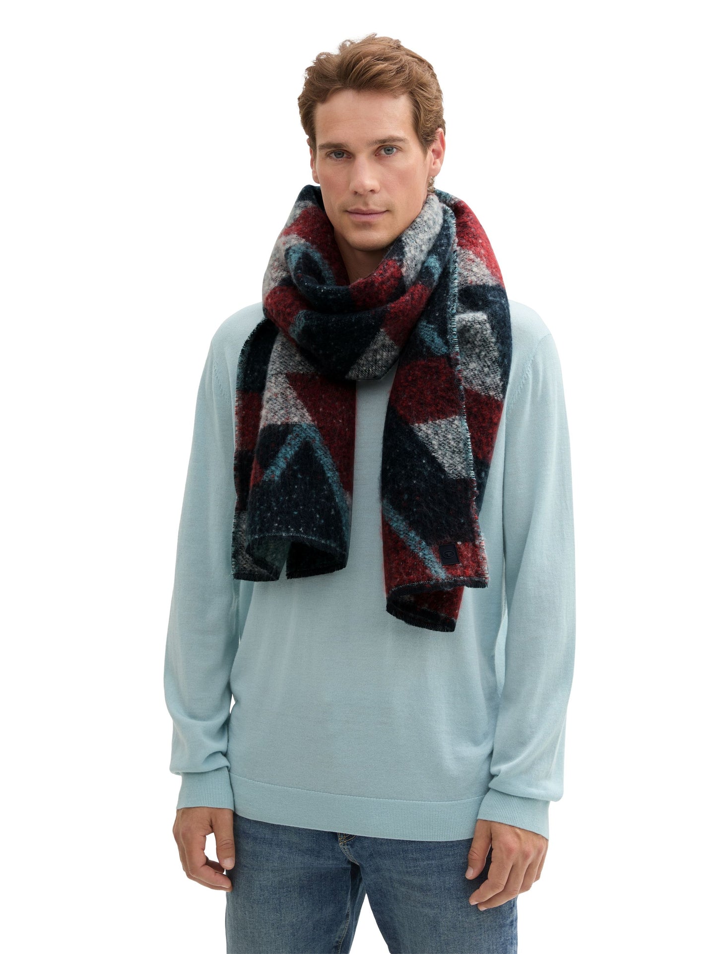 Tom Tailor Herren Jaquard Schal blau