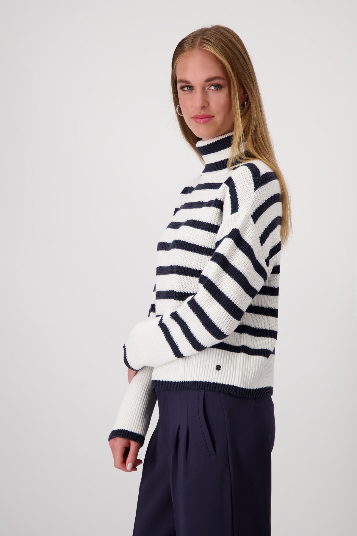 monari Damen Ringelpullover 807961 in Weiß weiß