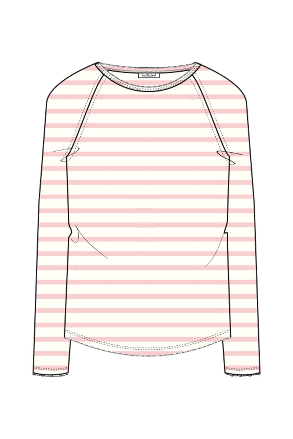 Smith&Soul Damen Basic Sweat Raglan Striped rosa